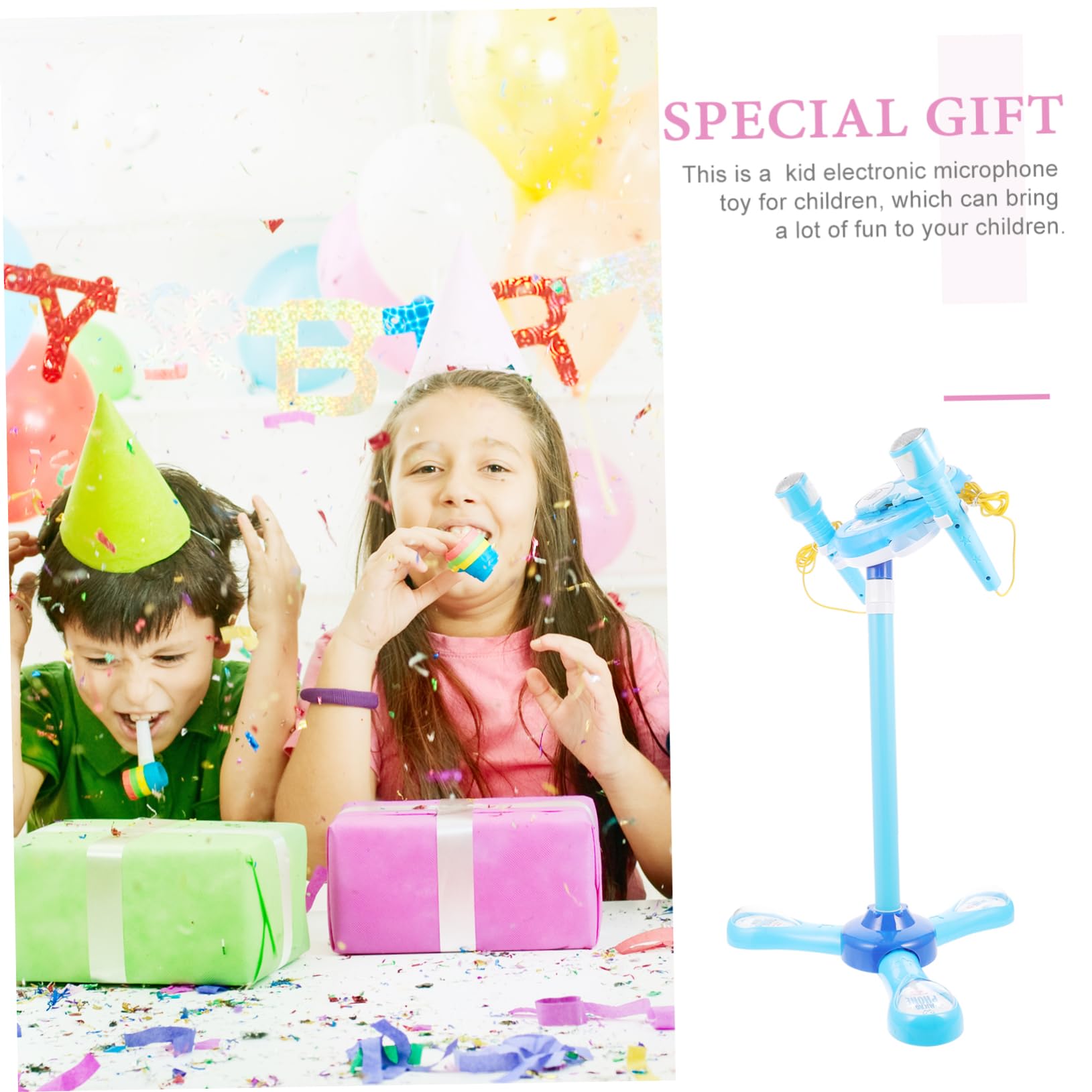 HAWILLOSCH Wireless Karaoke Microphone Toy for Kids - Singing Microphone with Simulation Sound, Creative Plastic Microphone for Boys & Girls (Blue) - Perfect for Home Karaoke, Birthday Parties & Playtime Fun