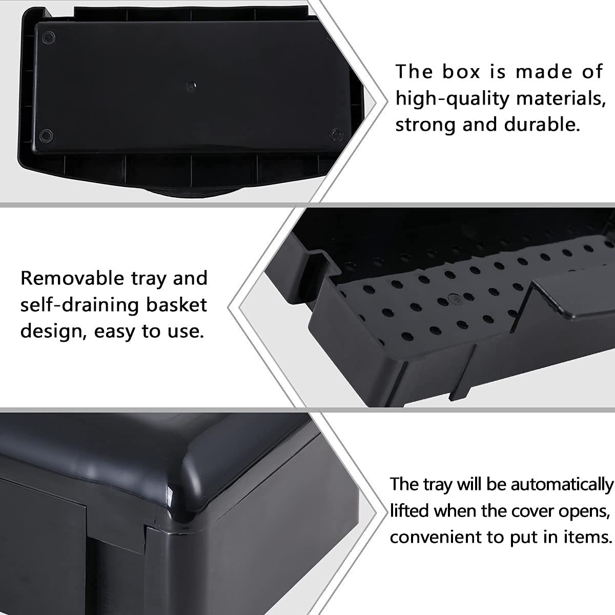 Gusnilo Professional Nail Tool Sterilizer Box - Plastic Disinfectant Container with Barbicide Solution for Nail Tools, Tweezers, Hair Salon & Spa Equipment - Perfect for Manicure, Pedicure & Barber Tools (Black) - Ideal for Salon Hygiene & Tool Sanitization