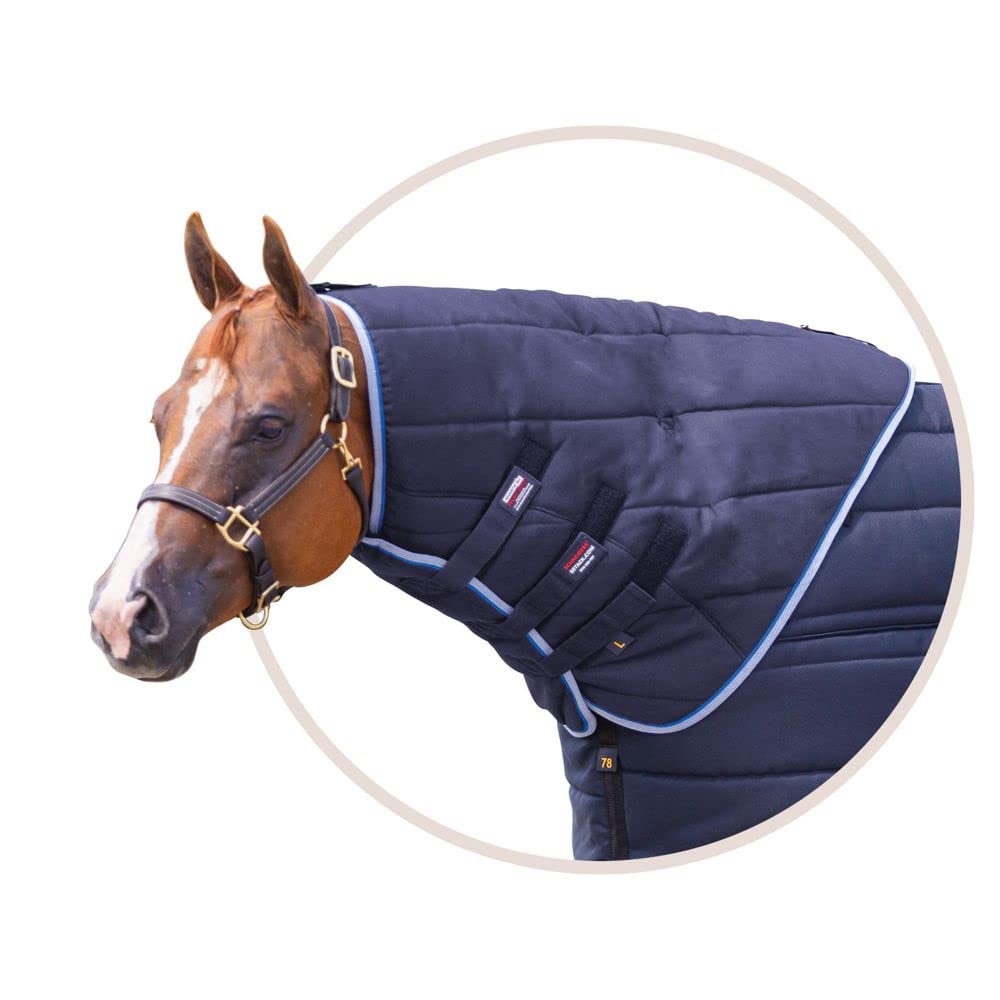 Tekno-Quilt Stable Horse Neck Cover - Premium Insulated Winter Horse Blanket Accessory | Adjusta Fit Tekno-Quilt Compatible | Secure Hook & Loop Fastening | Black Large Size | Ideal for Cold Weather Riding & Stable Use