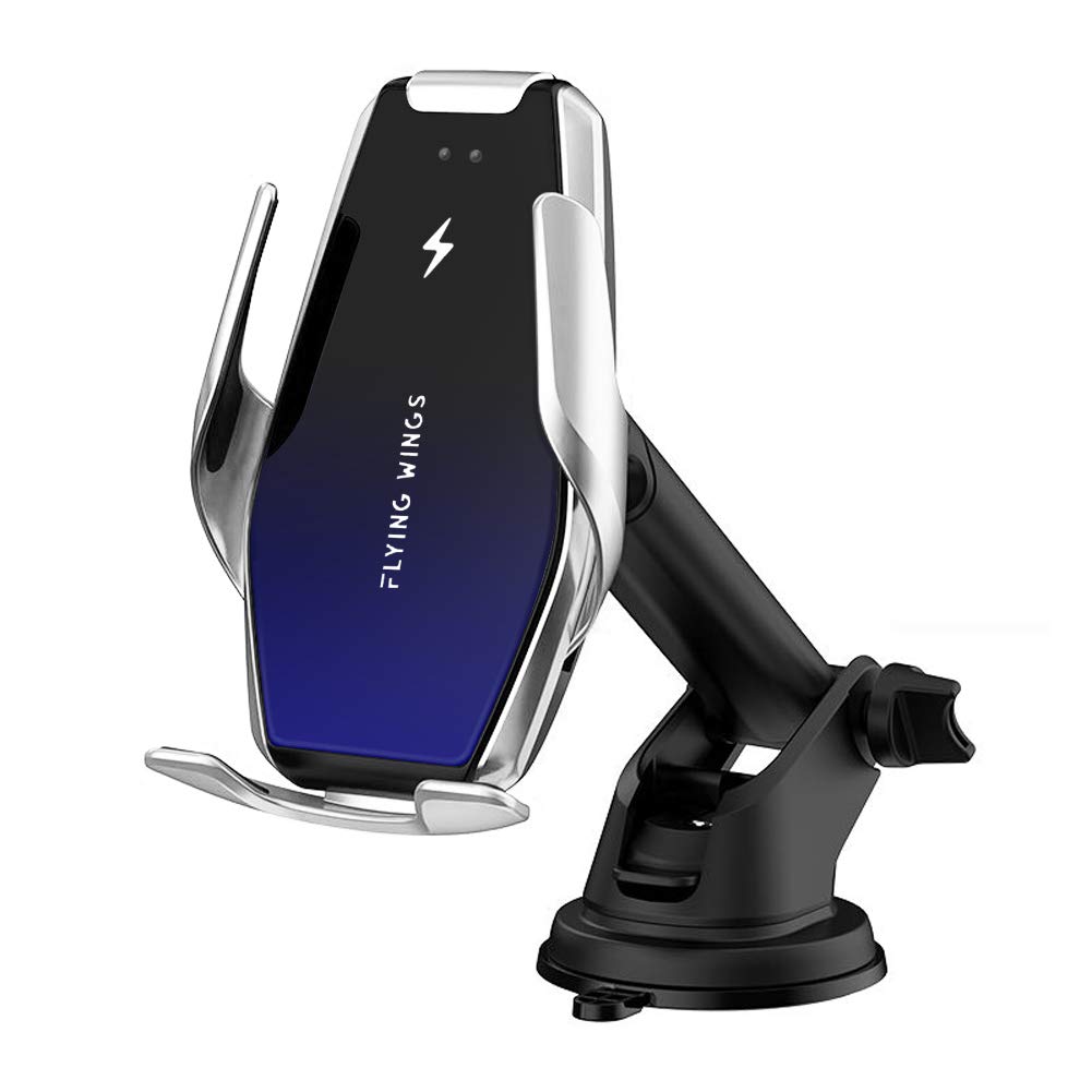 2-in-1 Auto-Clamping Wireless Car Charger Mount - 15W/10W/7.5W Qi Fast Charging Air Vent & Dashboard Phone Holder for iPhone 8/8P/X & Samsung Galaxy S9+/S8+/S7 - Perfect for Commuting, Road Trips & Hands-Free Driving