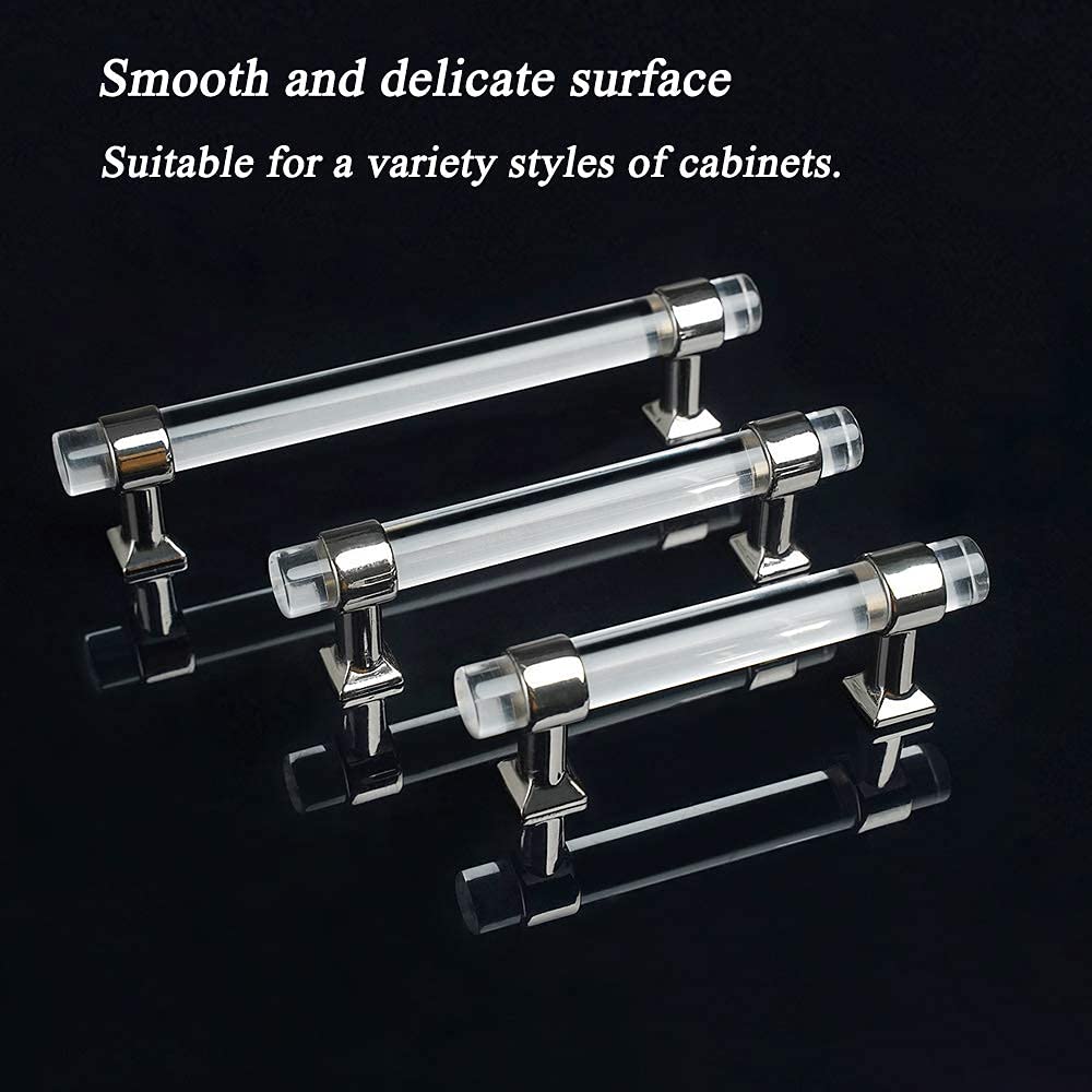 1 Pack Clear Acrylic Cabinet Handle - Single Hole Door Knob, Polished Chrome Zinc Alloy Drawer Pull Handle for Kitchen Cabinets & Furniture - Perfect for Modern Home, Office, and DIY Projects