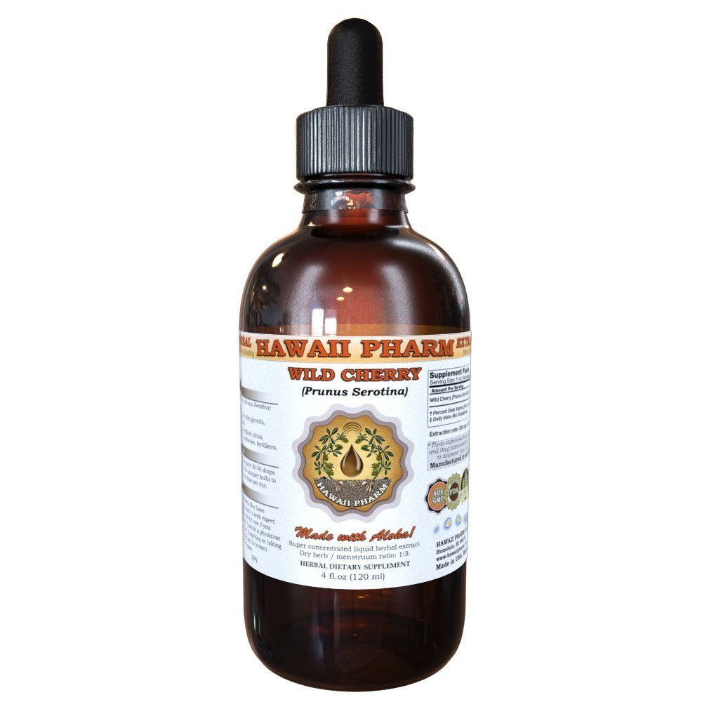 HawaiiPharm Wild Cherry (Prunus serotina) Liquid Extract - 2 fl oz (59ml) - Alcohol-Free Herbal Supplement for Cough Relief & Immune Support - Perfect for Tea, Smoothies, or Direct Use