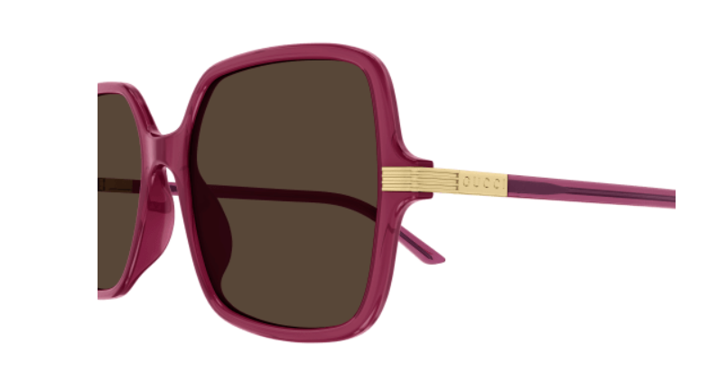 Gucci GG1449S 004 Burgundy/Brown Oversized Square Women's Sunglasses - UV Protection, Fashionable & Trendy for Outdoor Activities, Beach, Driving & Summer Vacations