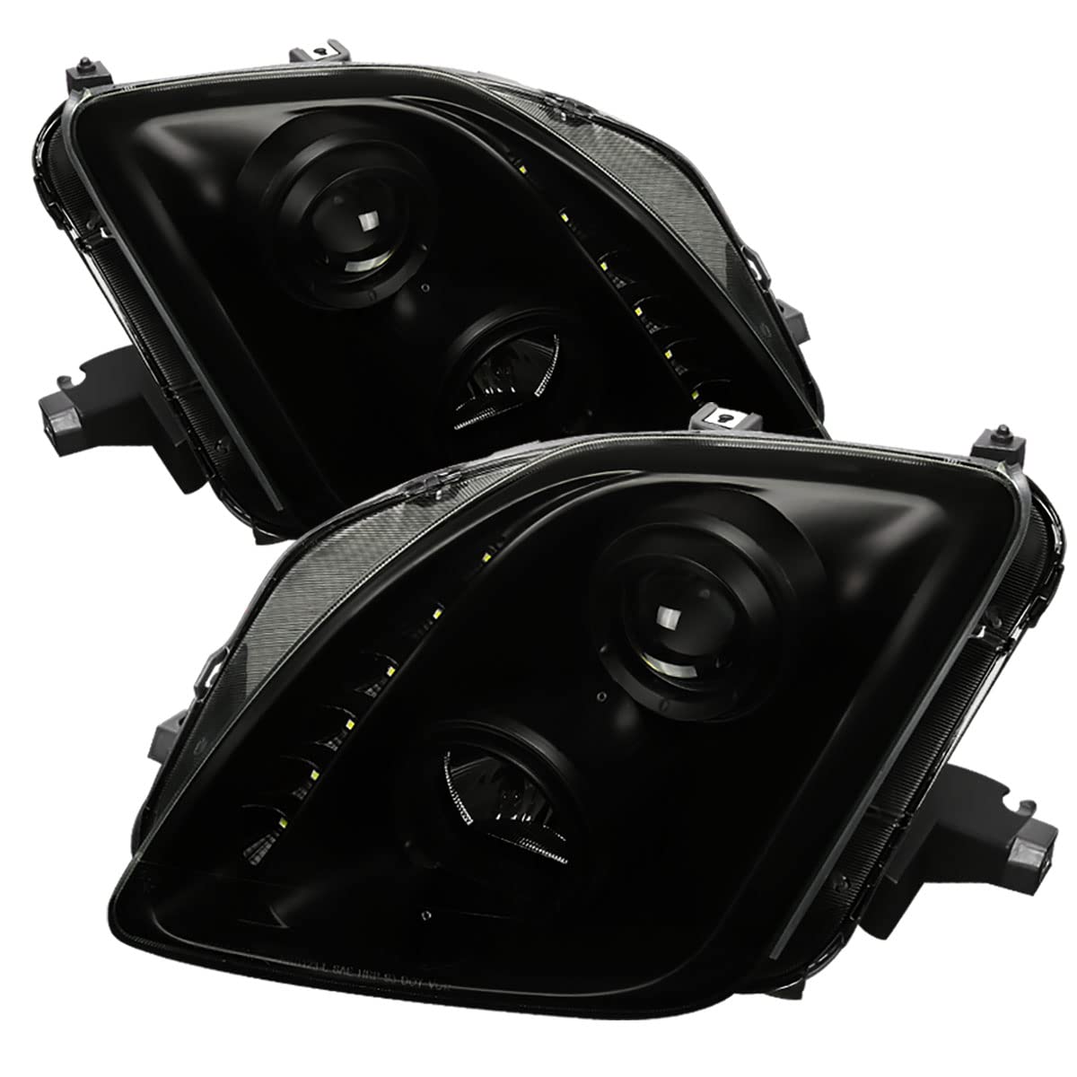 97-01 Car LED Strip Projector Headlights - Black Smoke Left & Right Pair for Enhanced Night Driving & Style