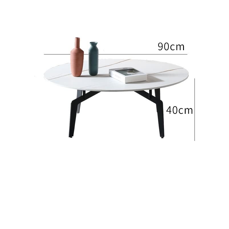 Modern Minimalist Nordic Round Coffee Table Set - Side & End Tables for Small Apartments - 90x45cm White Living Room Furniture for Home Decor & Coffee Time