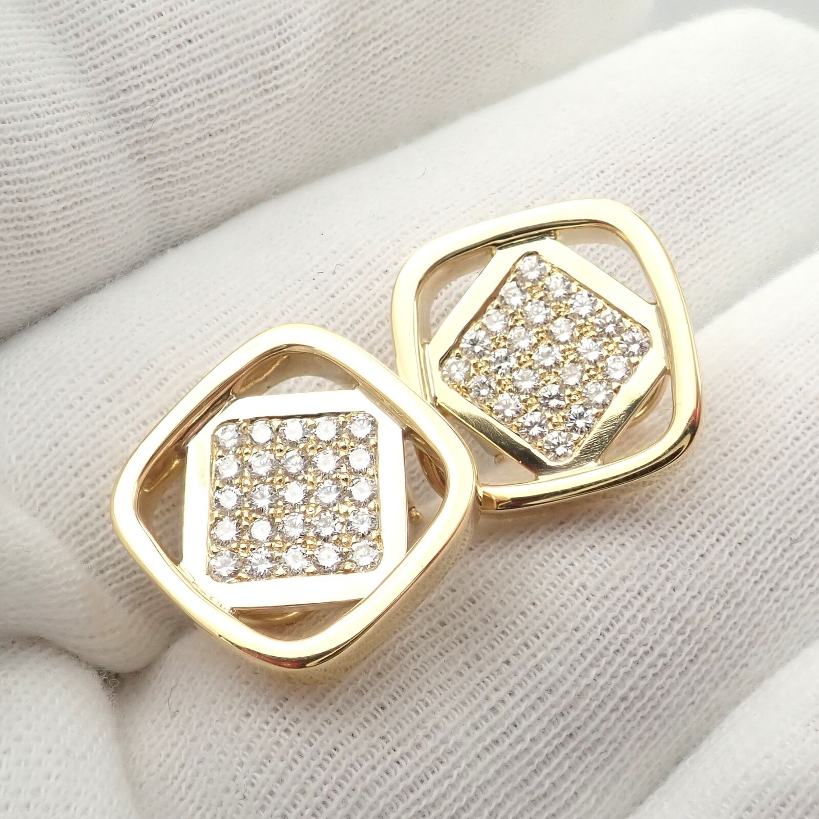 Authentic Cartier Dinh Van 18K Yellow Gold Diamond Earrings - Luxury Vintage Jewelry for Women - Perfect for Weddings, Anniversaries & Special Occasions