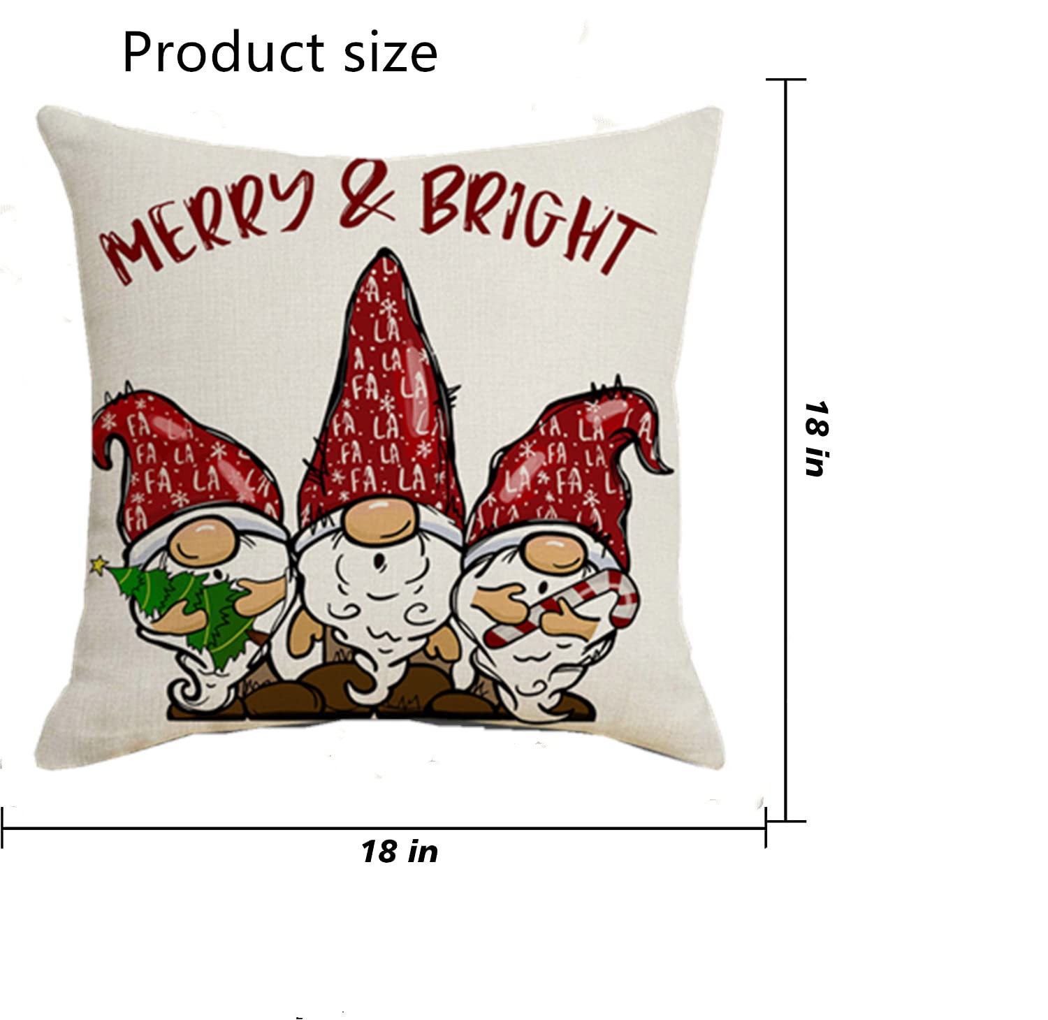 **18x18 Christmas Pillow Covers Set of 4 - Farmhouse Holiday Decor, Cotton Linen Throw Pillow Covers for Couch, Sofa & Outdoor Use - Perfect for Living Room, Porch & Seasonal Home Decor**