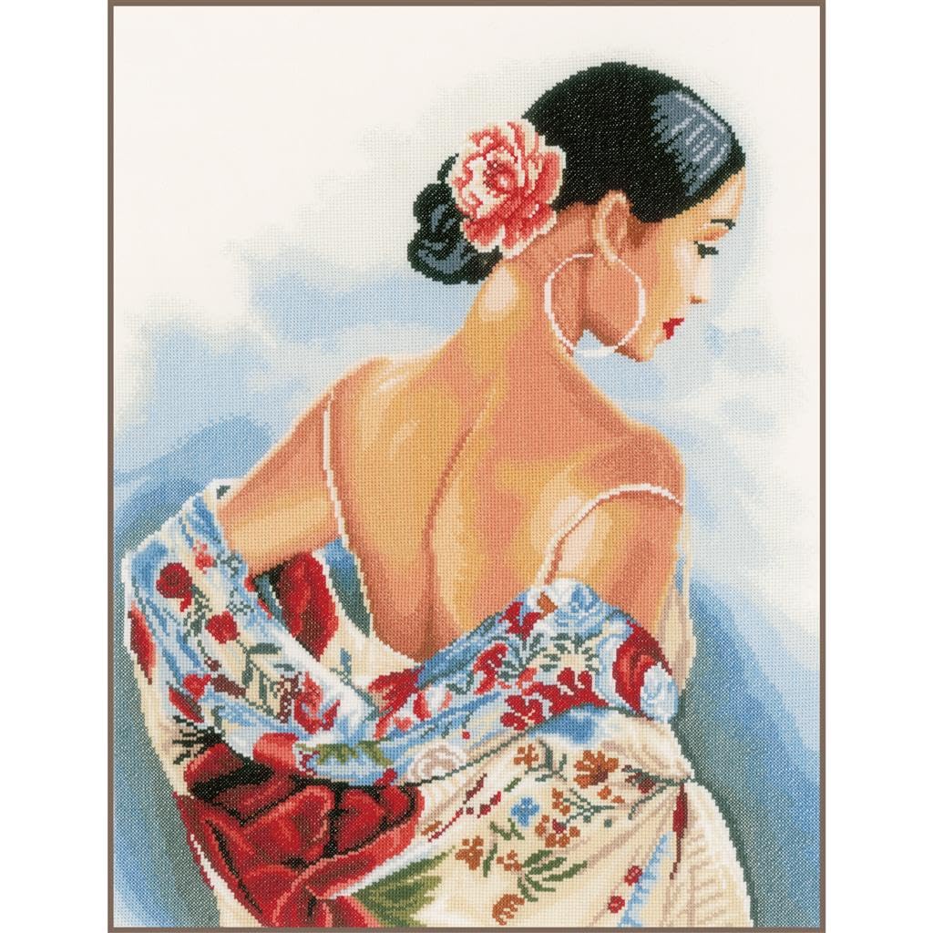 Vervaco LanArte Flower Scarf Cotton Counted Cross Stitch Kit - 14.5