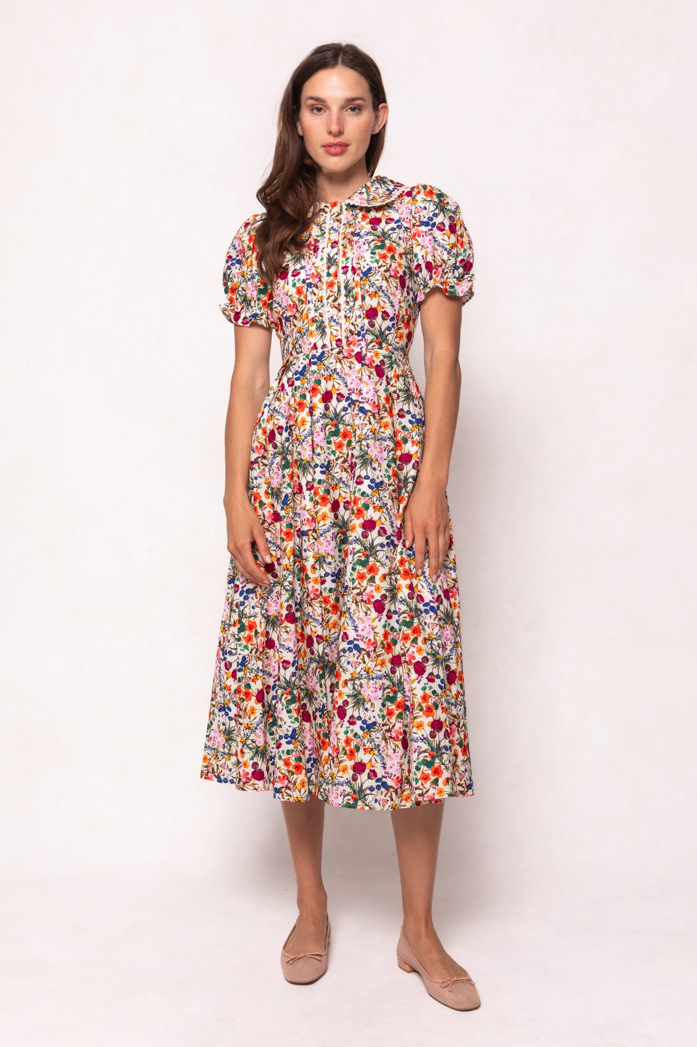 Sophia Floral Print Dress for Women - Elegant Multicolor Summer Dress for Casual Wear, Parties & Special Occasions