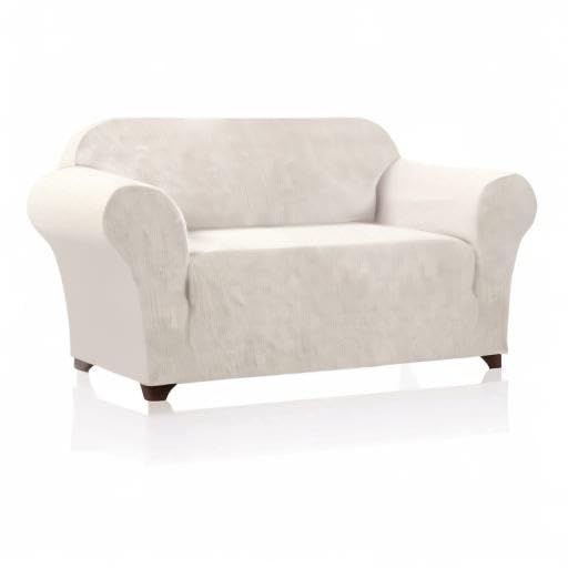 PrinceDeco Stretch Loveseat Sofa Cover - Washable 2-Cushion Slipcover with Non-Slip Bottom | Pet-Friendly Furniture Protector for Couches & Small Sofas (Ivory) | Perfect for Living Rooms, Apartments & Pet Owners