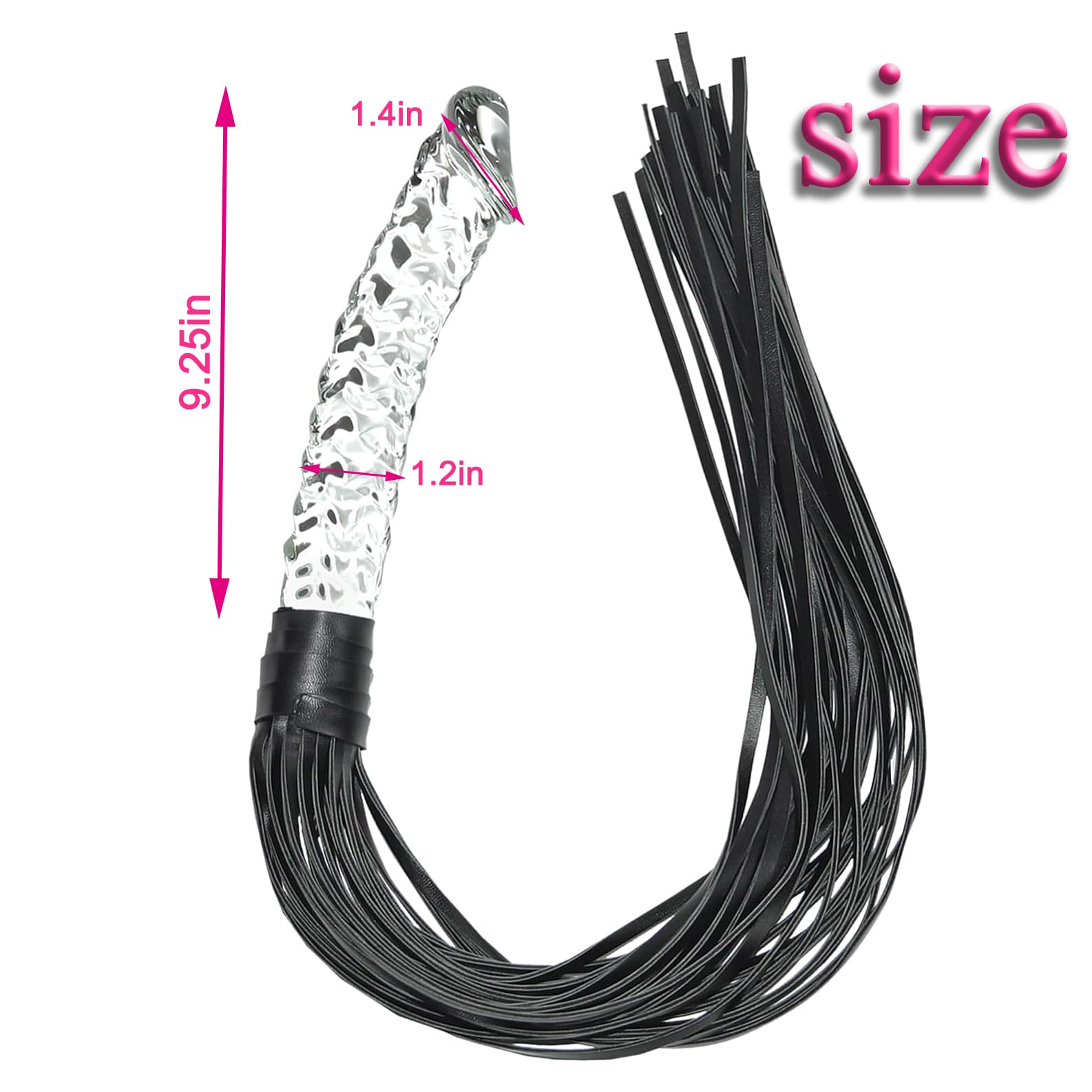 Premium BDSM Leather Whip & Glass Dildo Set - Sensual Fetish Toy for Anal Play, Spanking & Adult Bondage - Perfect for Couples Play, BDSM Scenes & Erotic Massage