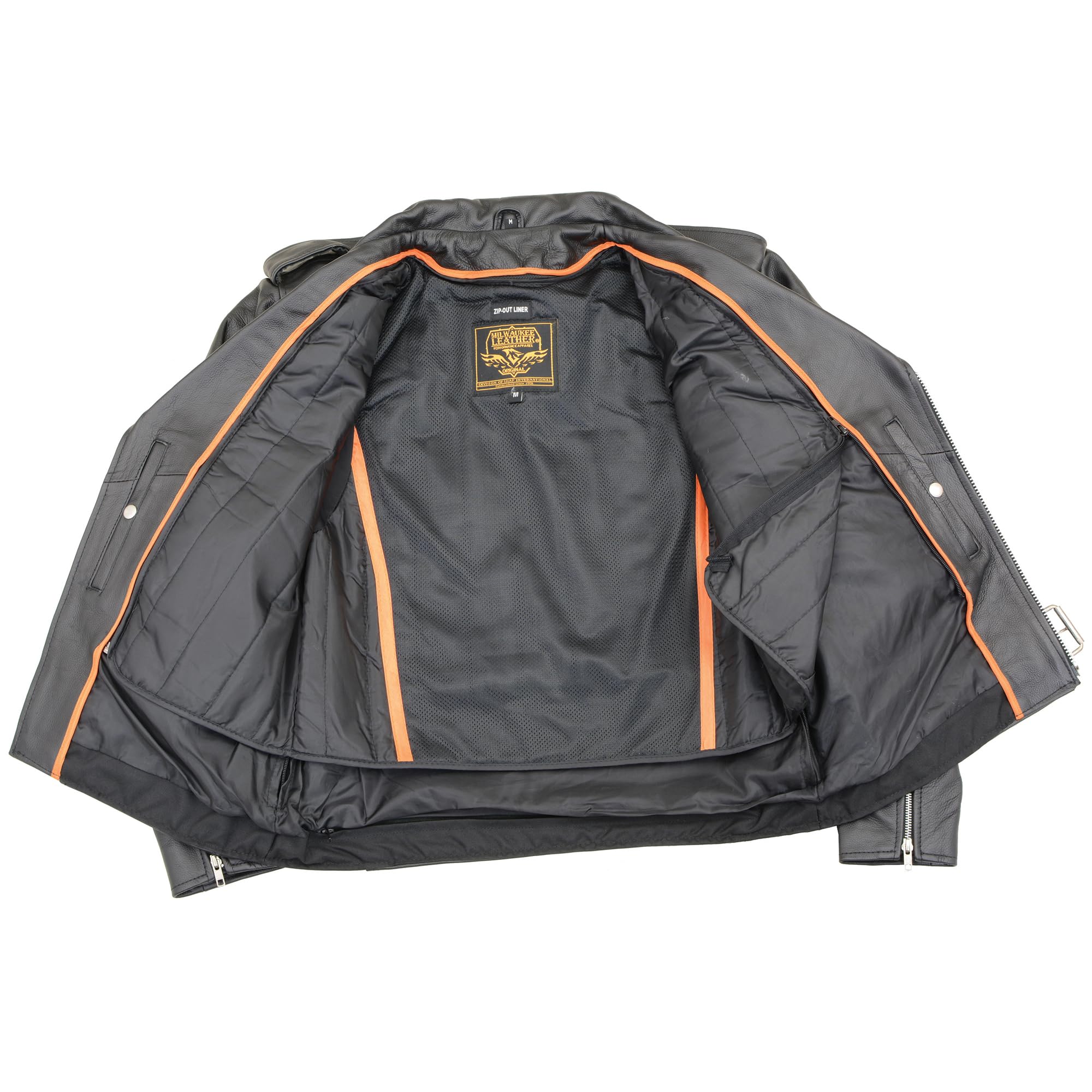 Milwaukee Leather Men's Classic Side Black Leather Lace-Up Police Style Motorcycle Jacket SH1011 - Perfect for Bikers, Police Officers & Outdoor Adventures