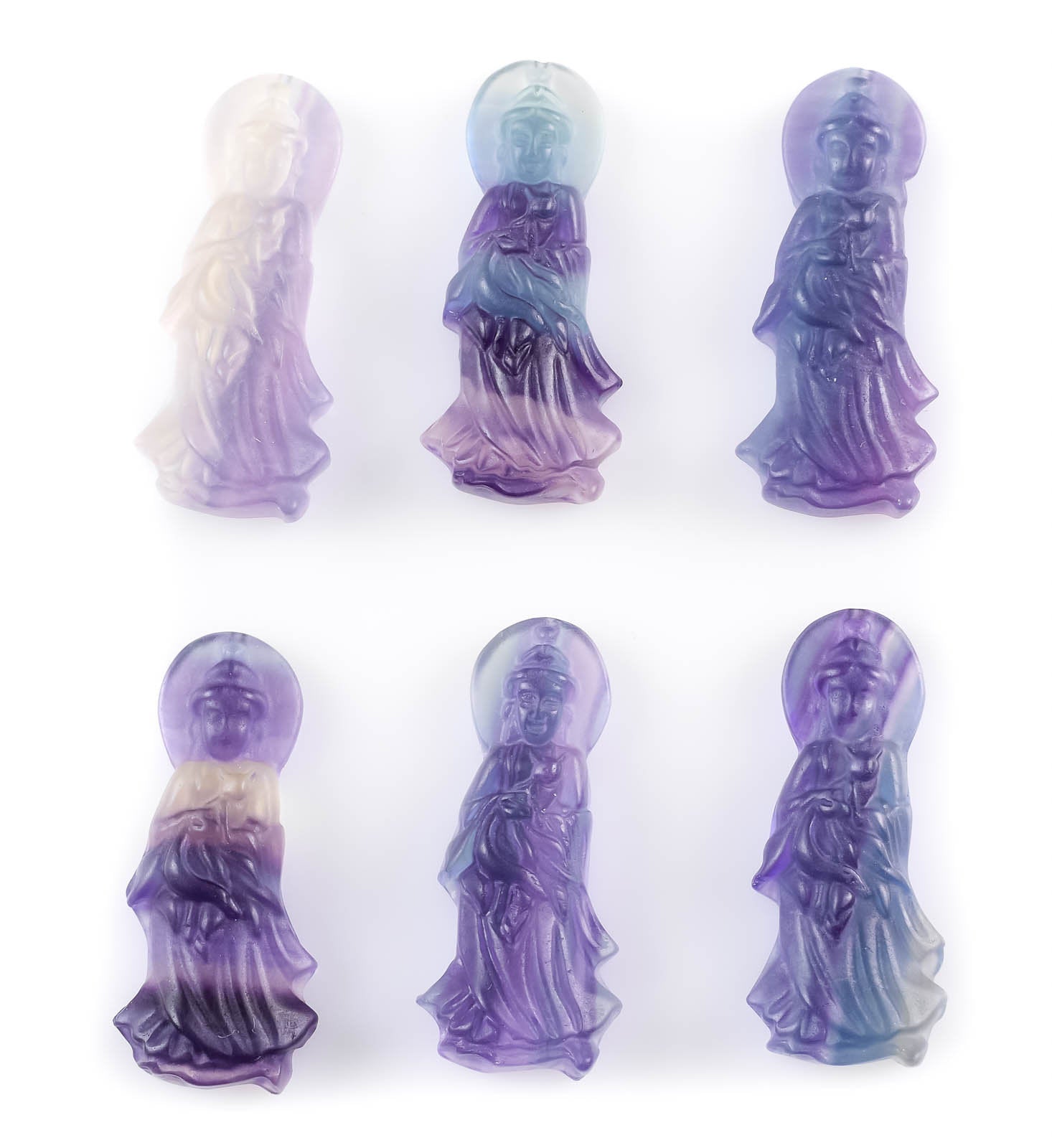 Rainbow Fluorite Crystal Pendant - Handmade Guanyin Goddess Carving | Natural Healing Stone Jewelry for Meditation & Spiritual Protection | Unique Crystal Gift for Women