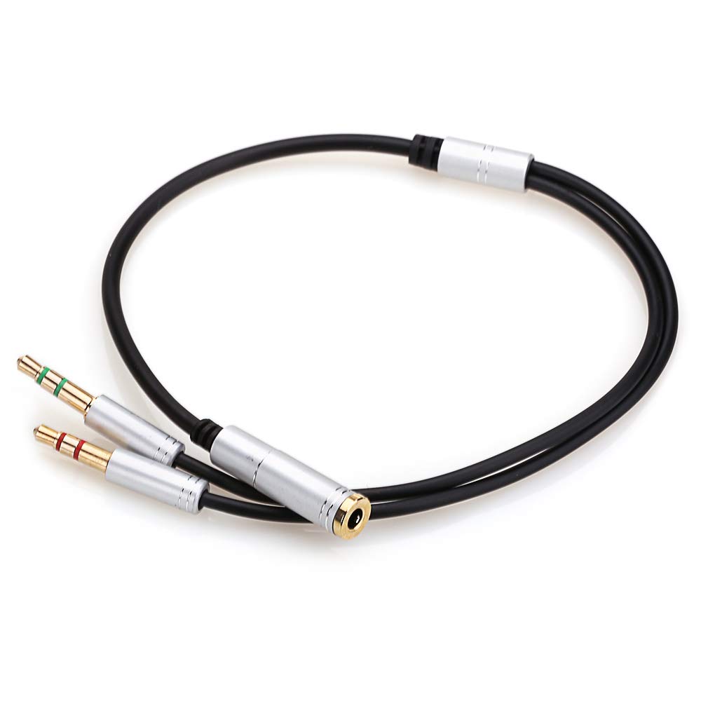 NANYI 3.5mm Headphone Splitter Cable - Female to Dual Male Audio Adapter for PC, Laptop, Gaming & Conference Calls - Silver Y Splitter for Headphone & Microphone (Perfect for Online Meetings, Gaming & Music Sharing)