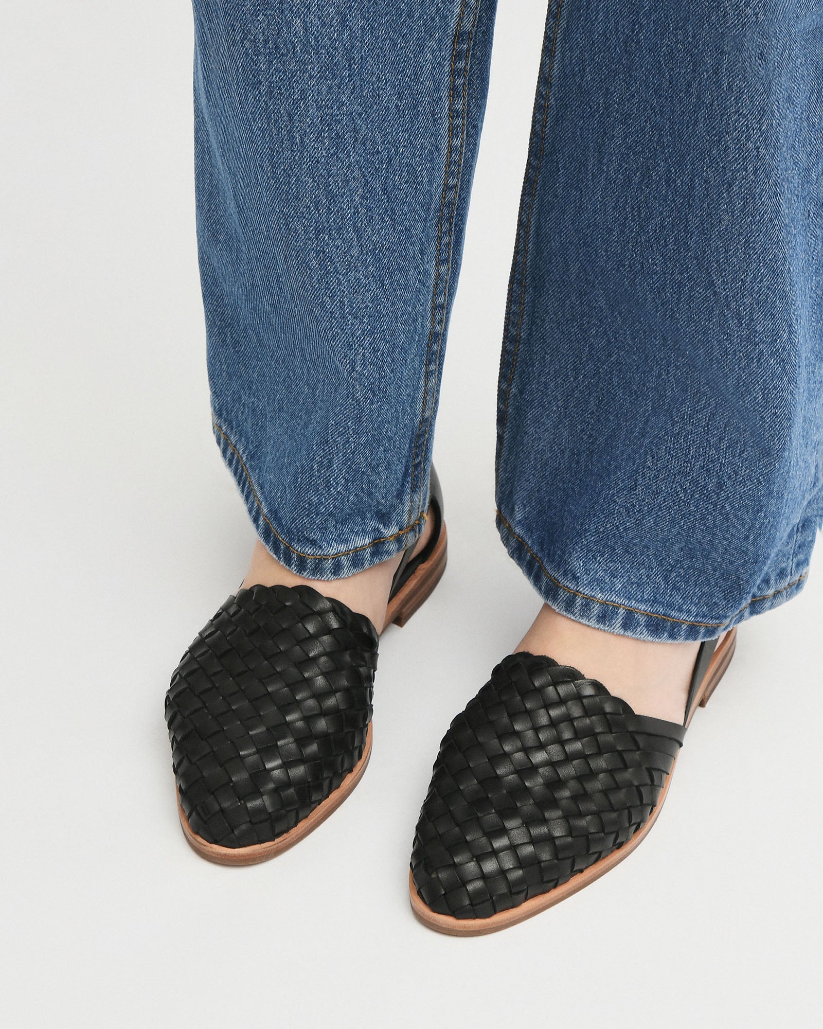 WISDOM Women's Black Leather Casual Flats - Comfortable Slip-On Shoes for Work, Travel & Everyday Wear