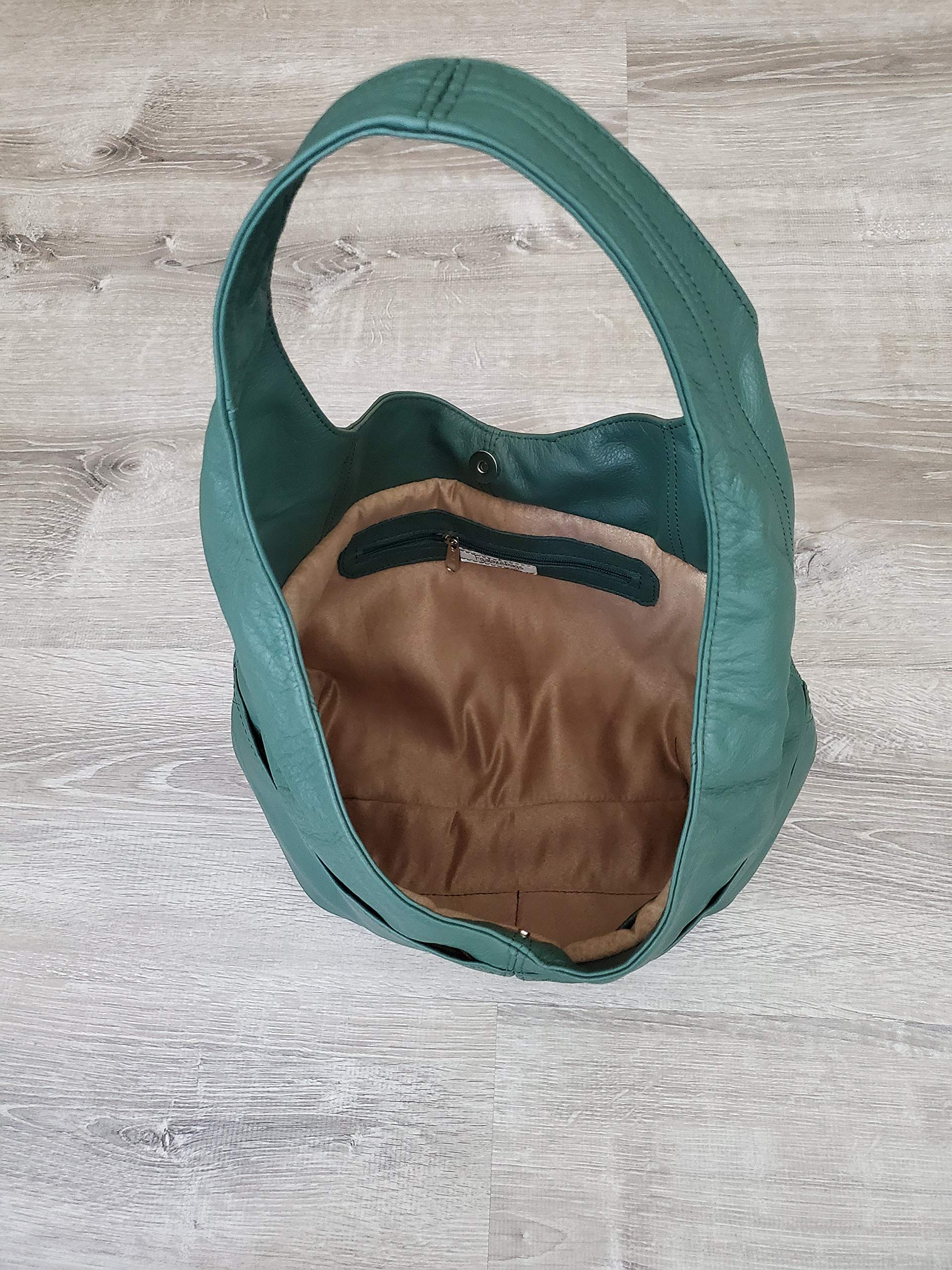 Alyna Genuine Green Leather Hobo Bag for Women - Handmade Classic Fashion Purse & Shoulder Bag - Perfect for Work, Travel & Everyday Use