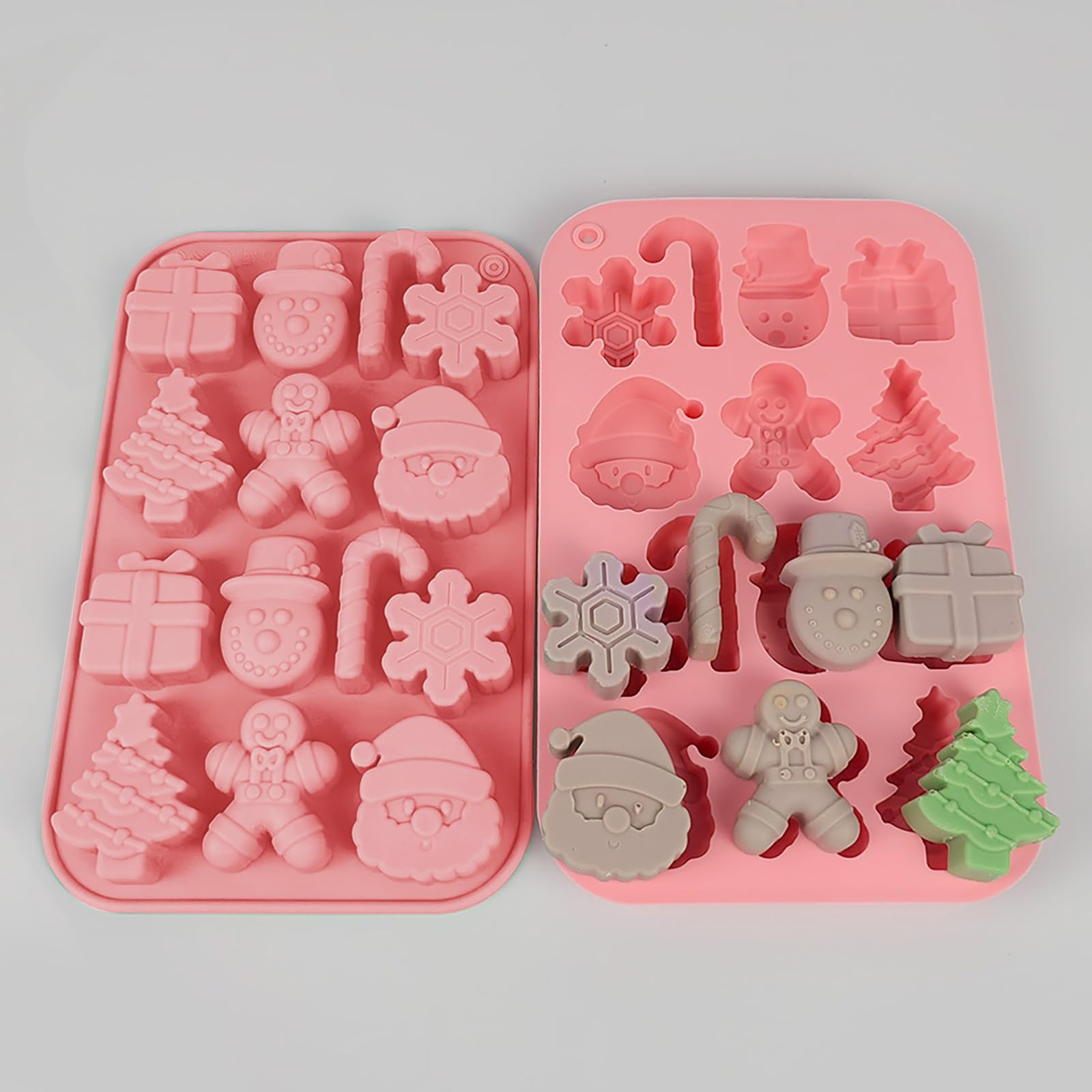 Christmas Silicone Molds Set of 3 - Tree, Santa & Candy Cane Chocolate Molds for Baking, Resin, Ice Cubes, Soap Making - Perfect for Holiday Treats, DIY Crafts & Festive Dessert Decorations