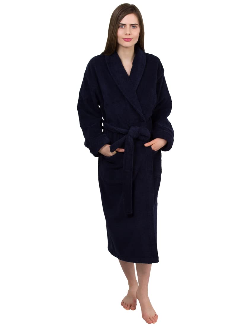 Premium Turkish Cotton Terry Bathrobe for Women - Soft & Absorbent Shawl Collar Robe - Spa, Lounge & Home Relaxation Wear