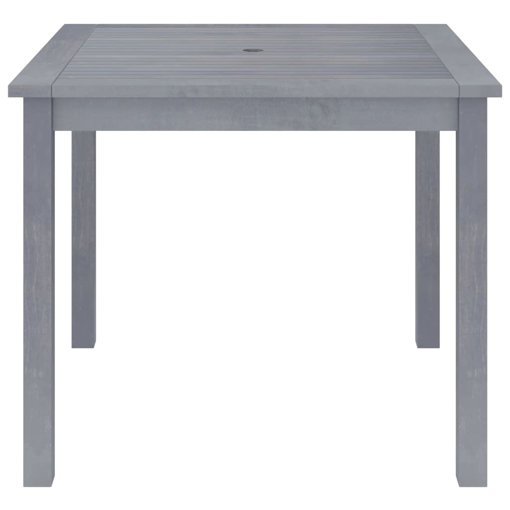 vidaXL Solid Acacia Wood Square Patio Dining Table - Rustic Outdoor Garden Furniture with Umbrella Hole - Gray Wash Finish - Easy to Assemble - Perfect for Backyard BBQs, Poolside Dining & Terrace Gatherings