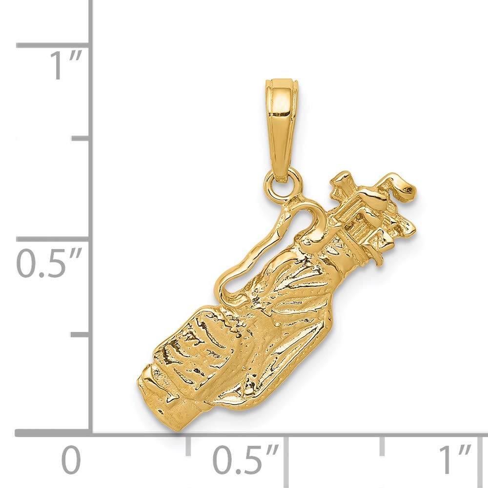 14K Yellow Gold Polished Golf Bag Charm - Elegant Black Bow Pendant for Golf Accessories | Perfect Gift for Golf Lovers & Tournament Prizes