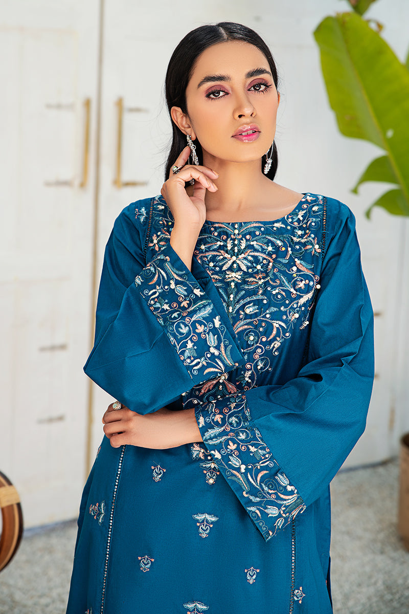 Azure Cerise Embroidered Shirt for Women - Elegant Floral Blouse for Casual & Office Wear | Perfect for Spring Outfits, Date Nights & Professional Occasions