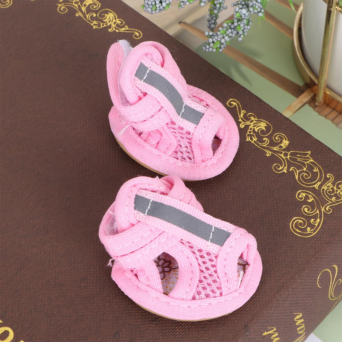 4 Pairs Breathable Mesh Dog Booties for Chihuahua & Small Dogs - Summer Paw Protectors for Hot Pavement, Walking, Hiking & Outdoor Adventures
