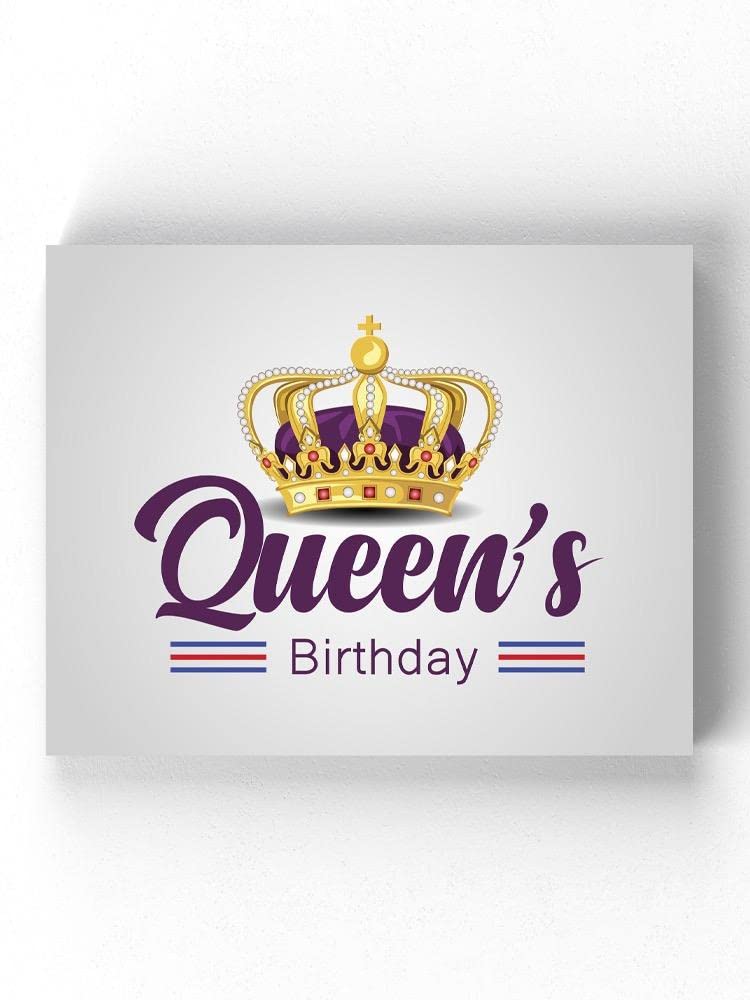 Queen Birthday Royal Purple Text Wrapped Canvas Wall Art - Elegant Home Decor for Living Room, Bedroom & Office