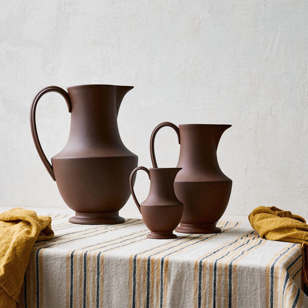Handcrafted Stoneware Pitcher - Burnt Sienna | Rustic Ceramic Water Jug for Home Decor & Kitchen Use | Perfect for Serving Beverages, Displaying Flowers, or Farmhouse Style Decor