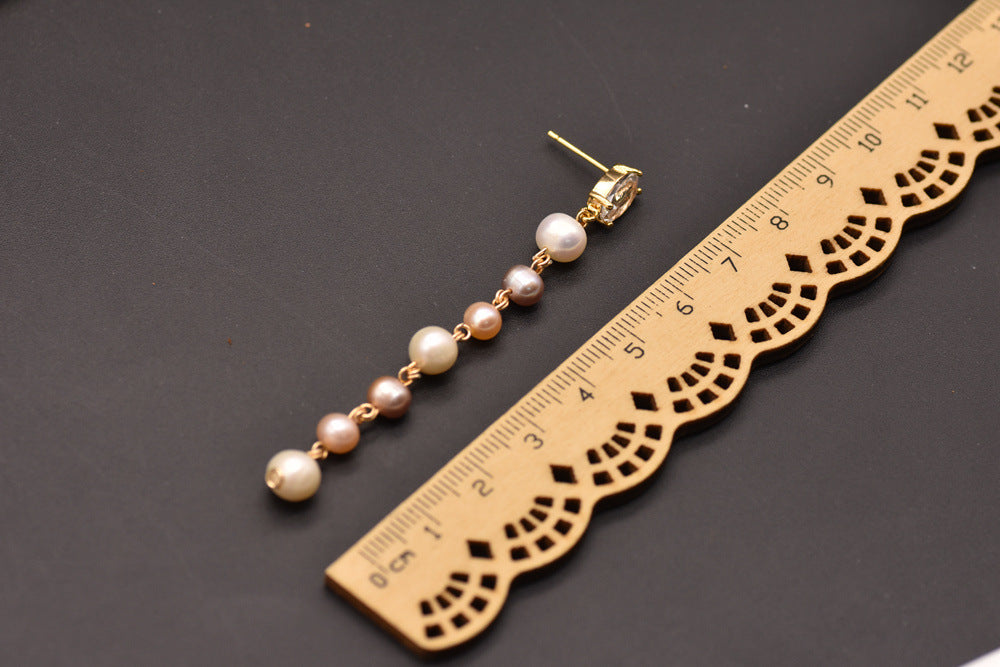 GLSEEVO Minimalist Water Pearl Drop Earrings for Women - Elegant Long Dangle Earrings for Birthday, Party & Everyday Wear - Original Jewelry Design GE0839