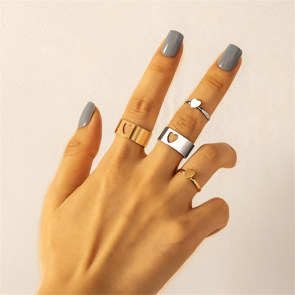 Best Friends BFF Rings for Couples - Matching Love Heart Moon Star Planet Promise Rings for Women & Men - Perfect for Anniversaries, Valentine's Day & TikTok Y2K Jewelry Gifts