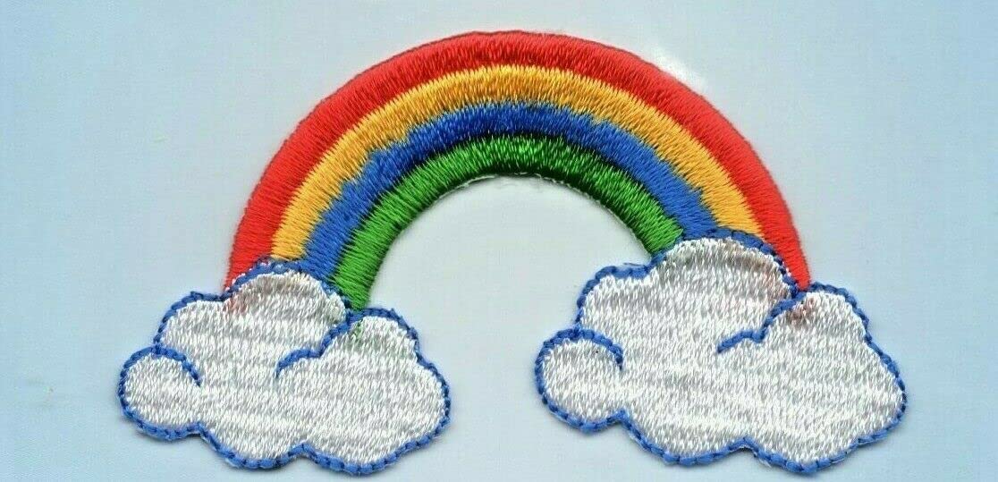 Simplicity Rainbow & Clouds Iron On Patch - Colorful DIY Sewing Emblem for Jackets, Bags & Hats - Perfect for Kids Clothing & Craft Projects