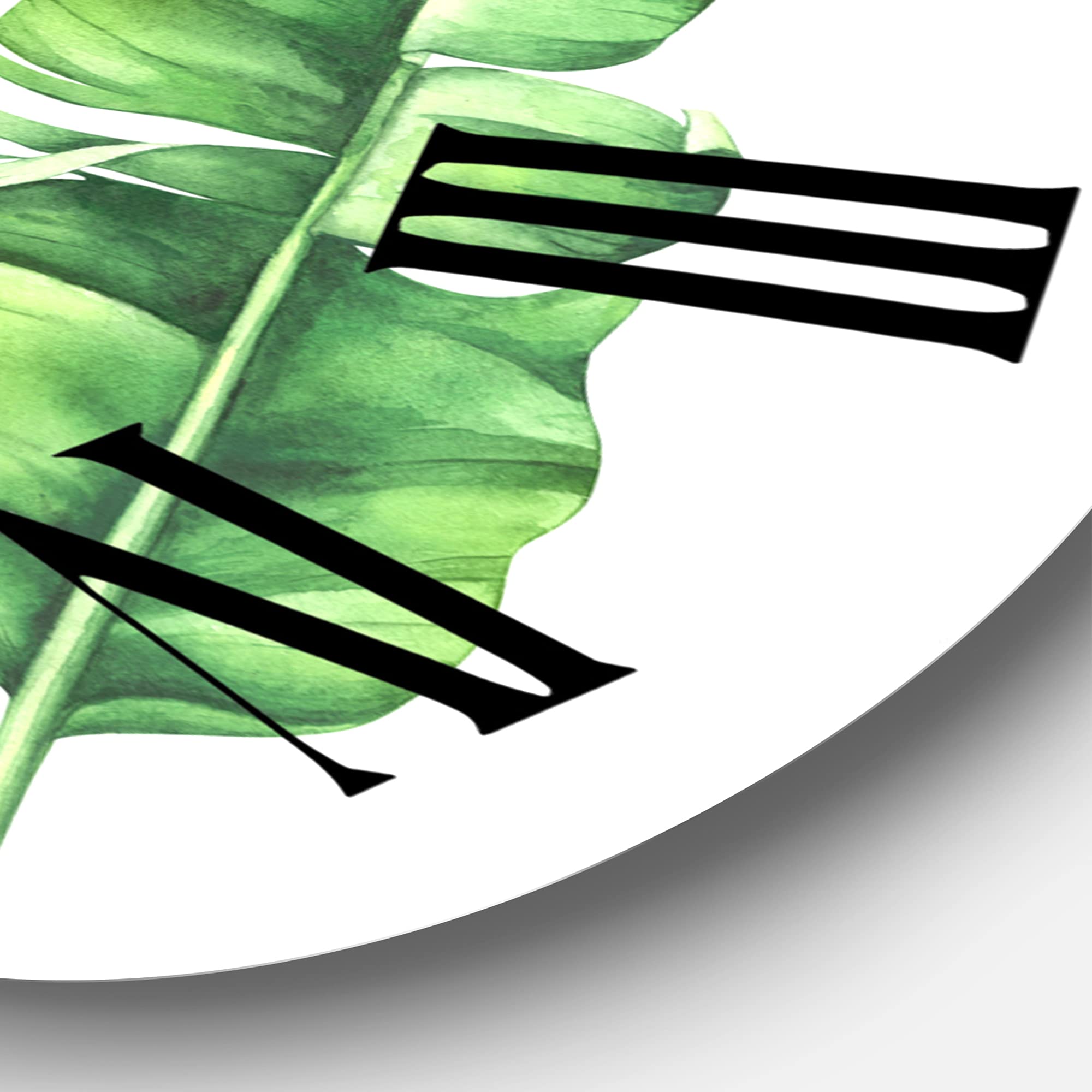Farmhouse Wall Clock with Tropical Monstera Leaf Design - Large Floral Botanical Wall Clock for Bedroom, Living Room, Kitchen & Home Decor - Perfect for Rustic, Modern & Farmhouse Style Interiors
