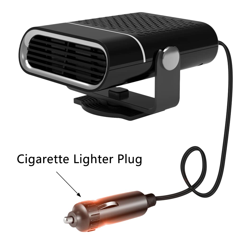 MACHSWON 120W Portable Car Heater - Fast Heating Auto Defroster & Windshield Defogger with 360° Rotation for Cars, Trucks & RVs - Cigarette Lighter Plug-in (Black) | Perfect for Winter Driving, Camping & Emergency Heating