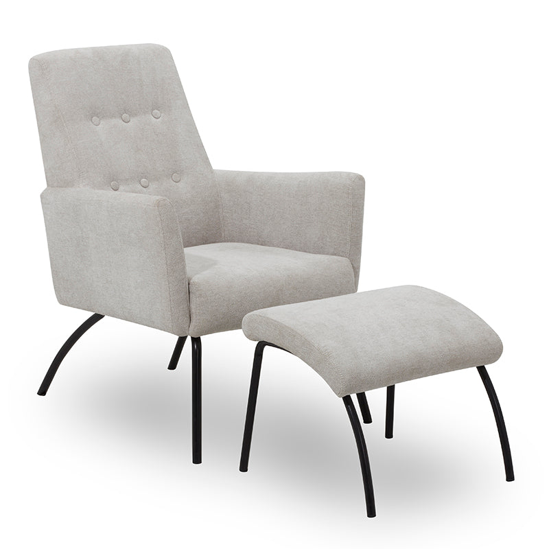 FOXTON Reclining Leisure Chair with Ottoman - Grey - Comfortable Lounge Chair for Living Room, Patio, or Bedroom - Perfect for Relaxing, Reading, or Watching TV