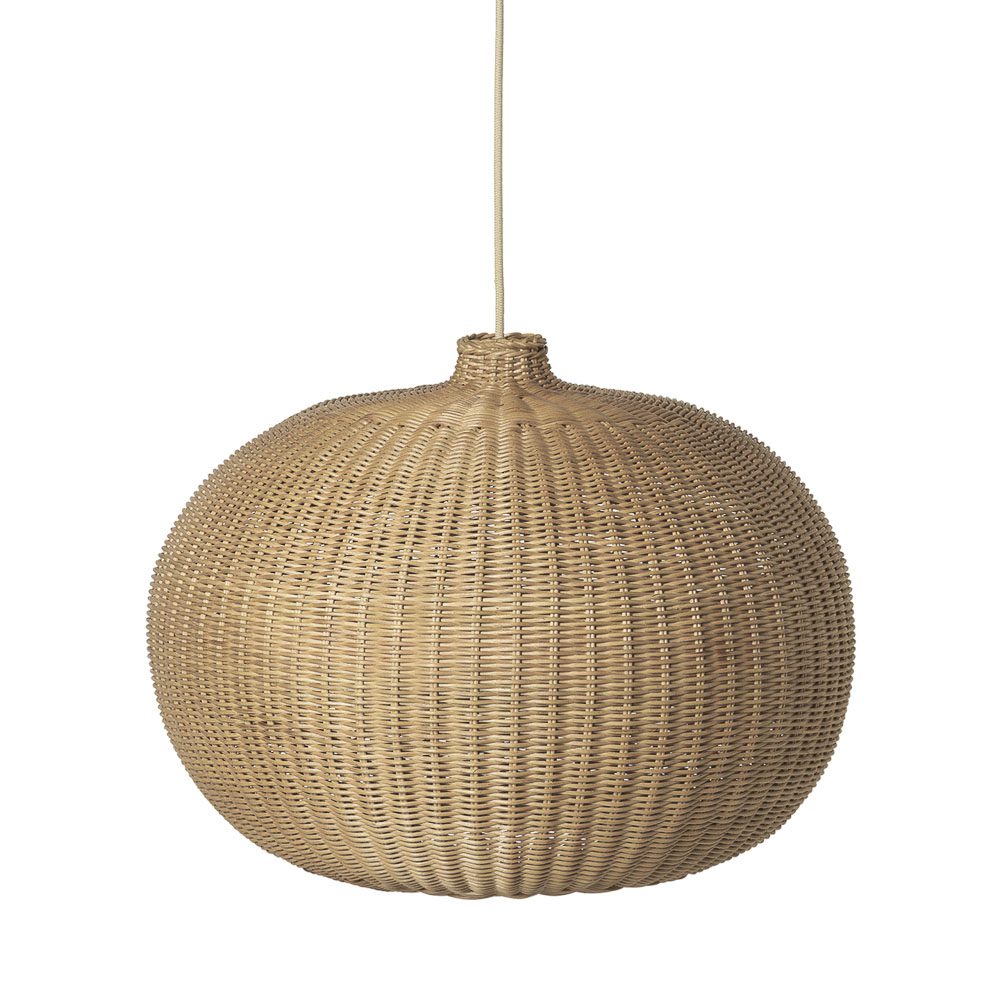 Ferm LIVING Braided Lampshade Pendant Light - Natural Rattan Hanging Lamp for Living Room, Bedroom & Dining Room Decor