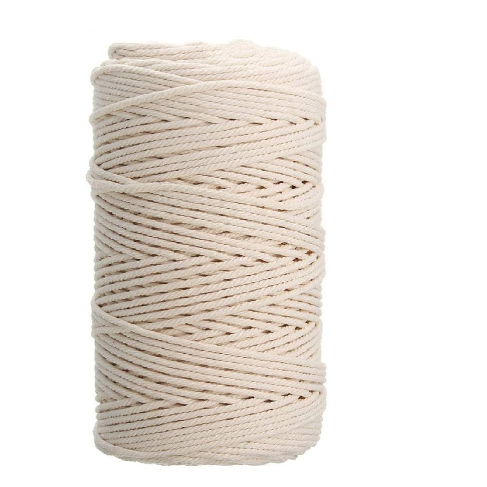Natural Cotton Twisted Macrame Rope - Beige Macrame Cord for DIY Crafts, Handmade Wedding Decor, Wall Hangings & Boho Home Decor | Eco-Friendly & Durable Twisted String Cotton Cord