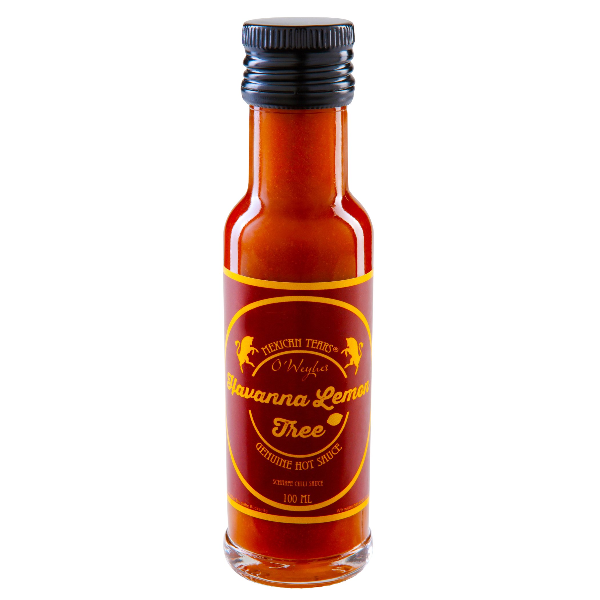 Mexican Tears® Havana Lemon Tree Hot Sauce - Spicy Chili & Sea Salt Sauce, Perfect for BBQ, Pulled Pork, Burgers & Grilling - 100ml Hot Chili Sauce | Ideal for Summer Cookouts, Tailgating & Spicy Food Lovers