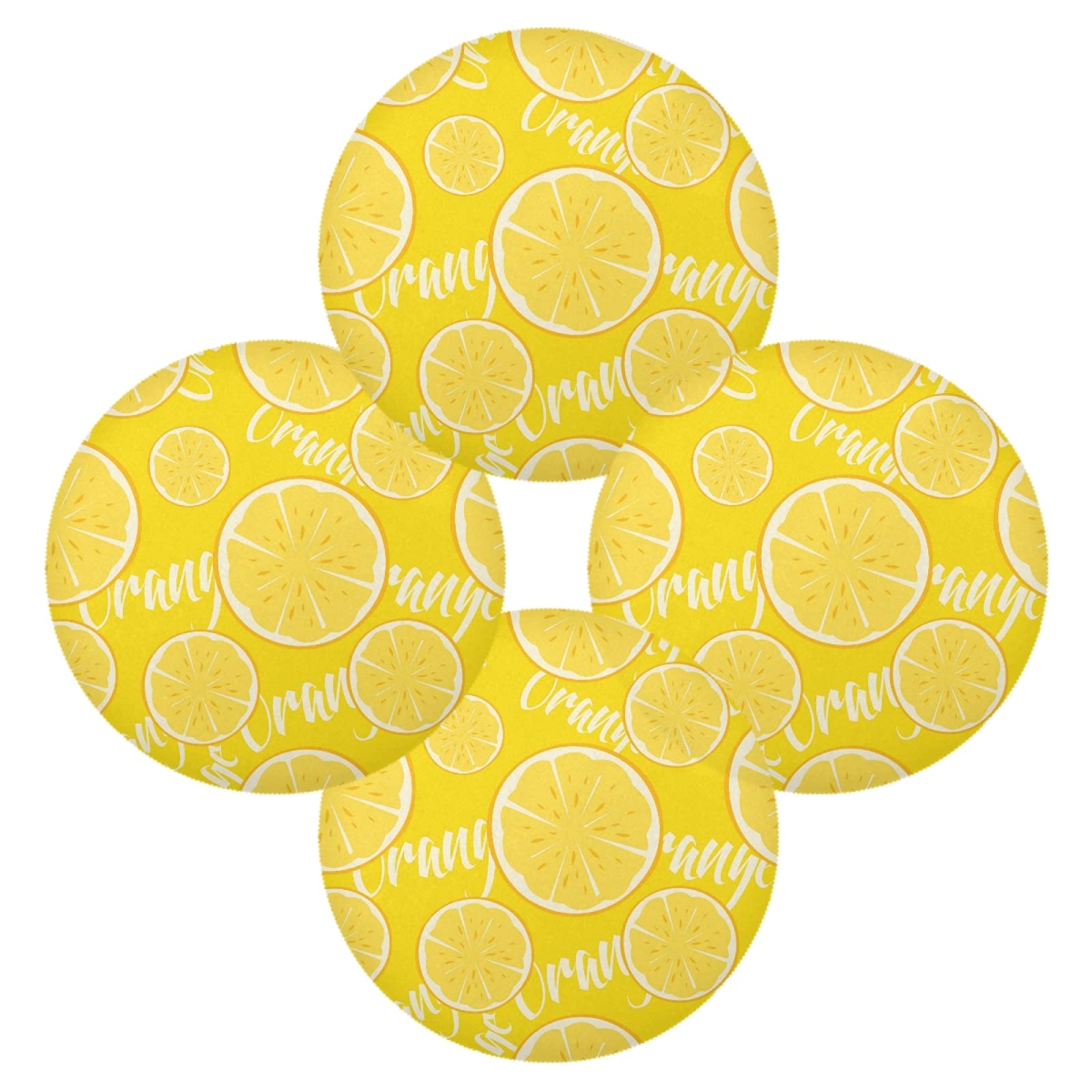 Xigua Set of 4 Yellow Lemon Slice Round Placemats - Heat-Resistant, Washable, Stain & Slip-Resistant Polyester Table Mats for Kitchen & Dining Decor | Perfect for Dinner Parties, Holiday Meals & Everyday Use