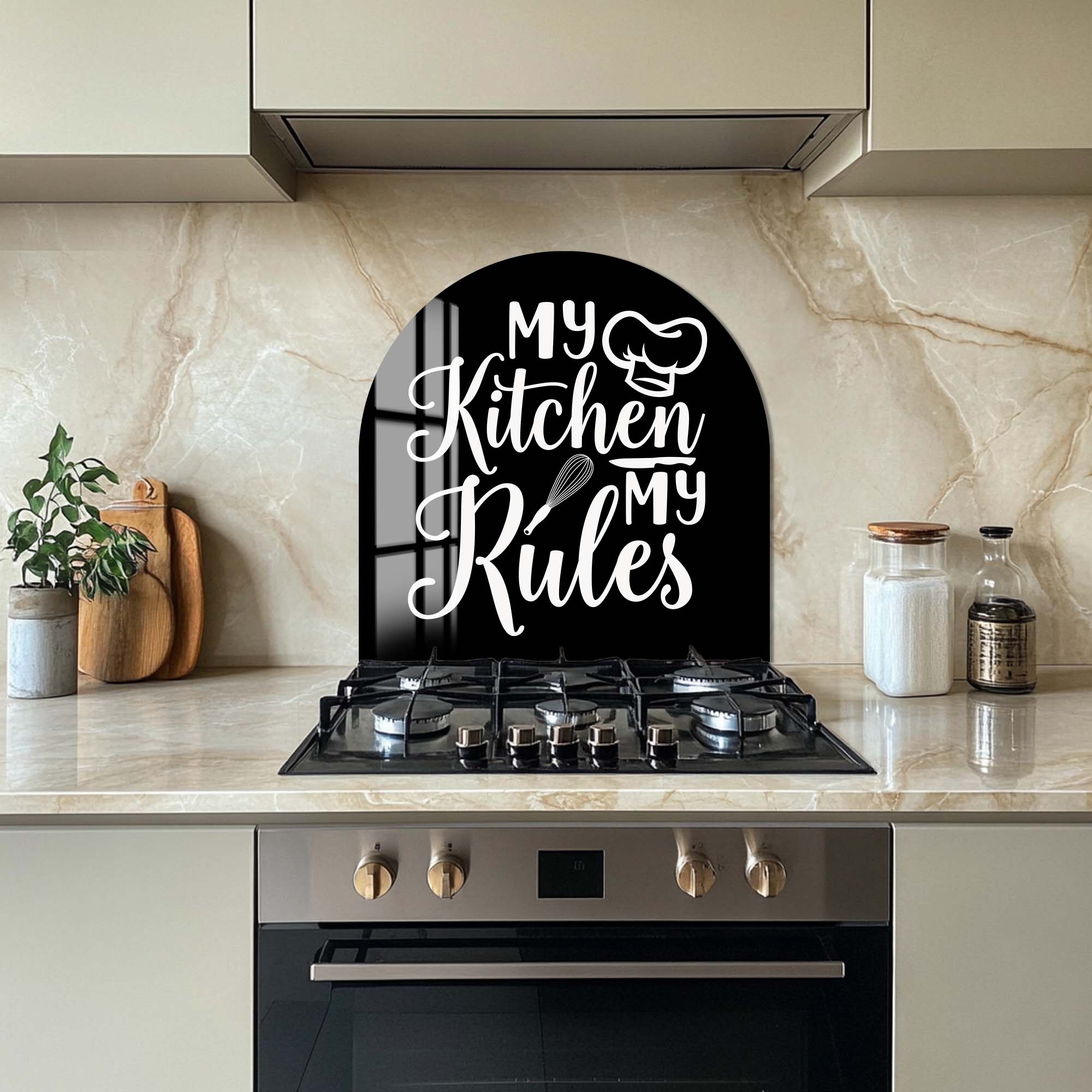 My Kitchen My Rules II - Tempered Glass Splashback for Kitchen Backsplash | Heat & Stain Resistant | Easy to Clean | Perfect for Modern & Farmhouse Kitchens