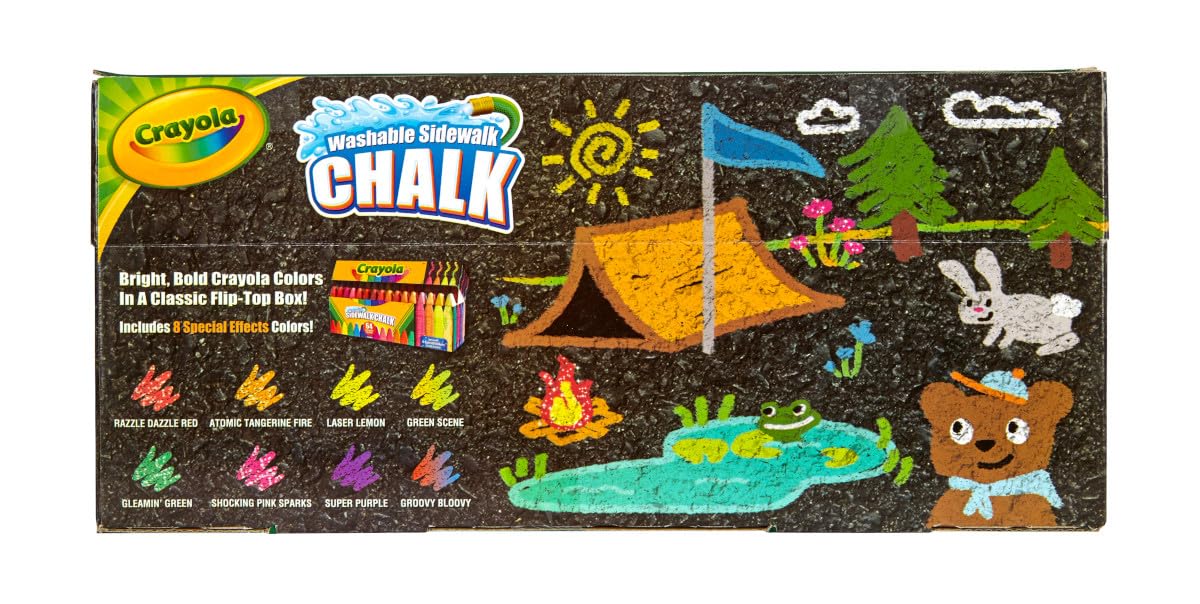 Crayola Ultimate Washable Chalk Collection (64 Count) - Bulk Non-Toxic Sidewalk Chalk for Kids, Anti-Roll Sticks, Vibrant Outdoor Drawing & Play - Perfect for School, Driveway Art, and Summer Activities