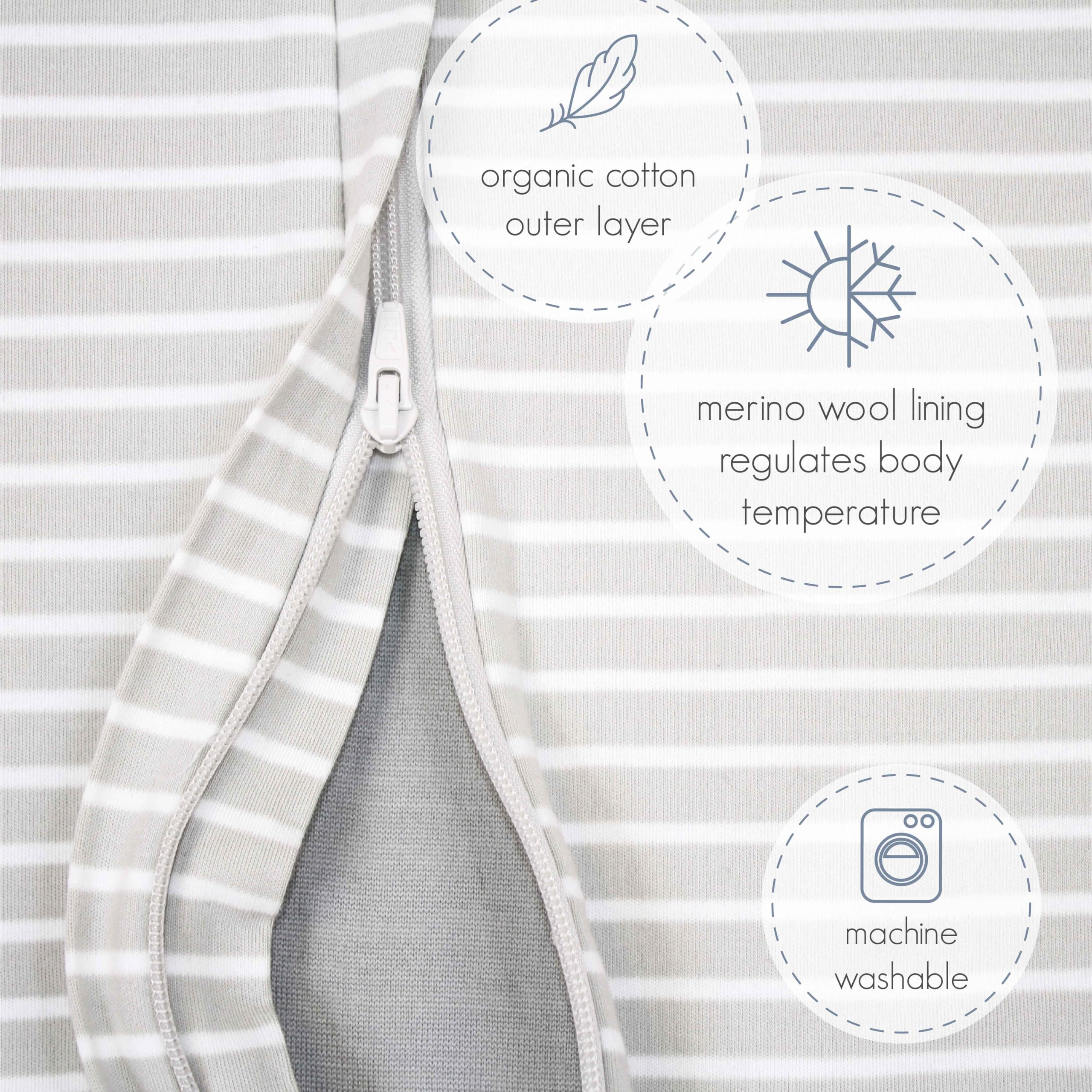 Woolino 4 Season Baby Sleep Sack with Feet - Australian Merino Wool & Organic Cotton - Toddler Sleeping Bag for 18-36 Months - Space Theme Glow in The Dark - Perfect for Nursery, Daycare & Travel