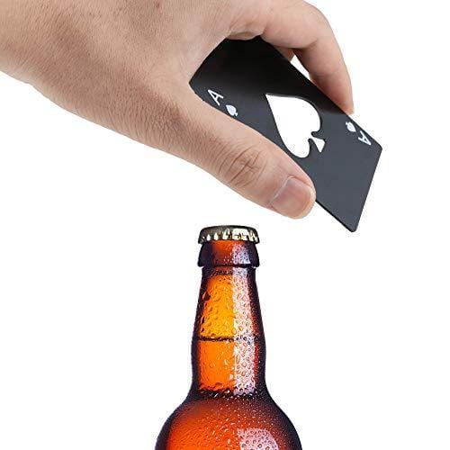 8 Pack Stainless Steel Casino-Themed Bottle Openers - Credit Card Size Beer Bottle Opener for Wallet (Black & Silver) - Perfect for Parties, Bars, and Casino-Themed Events