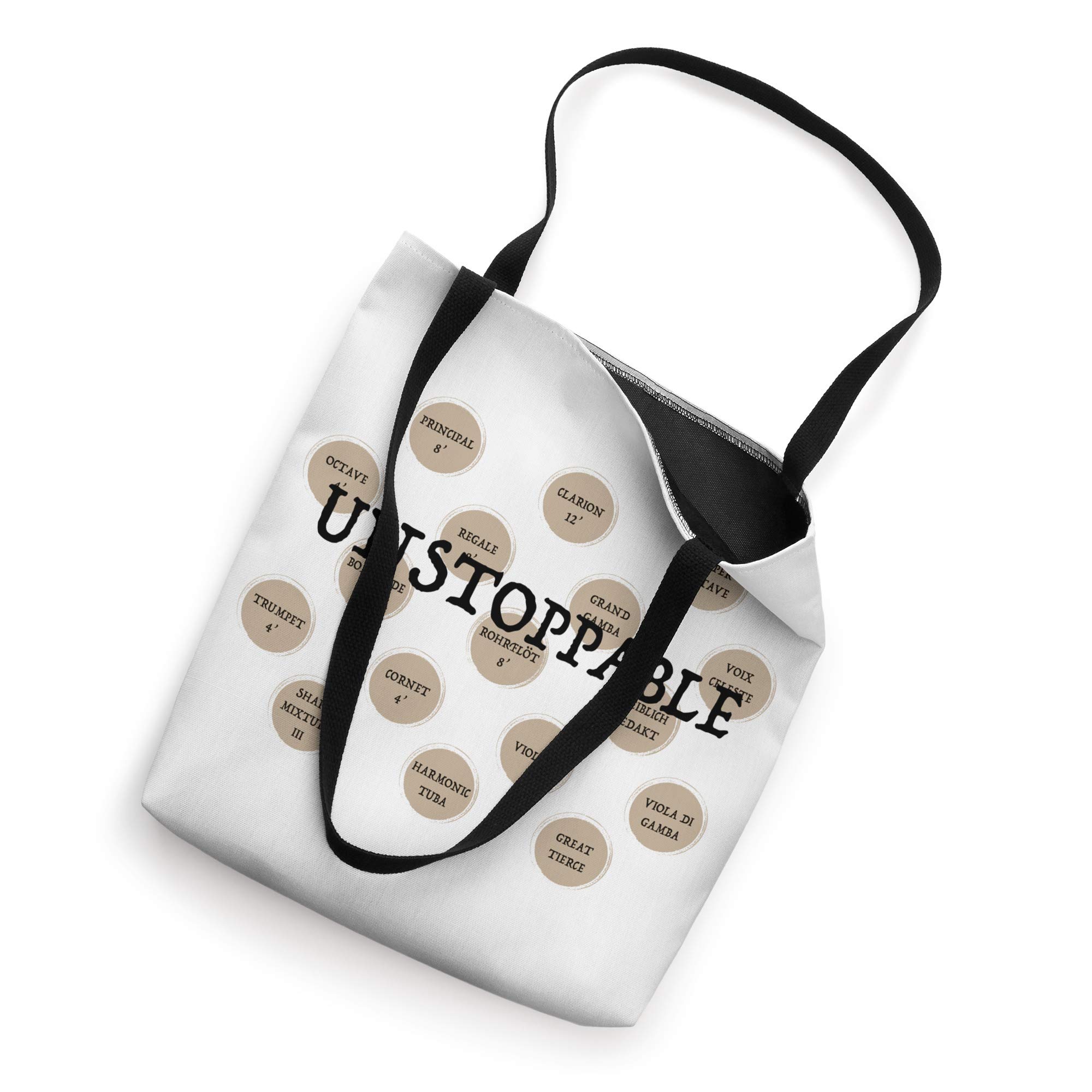 UNSTOPPABLE Pipe Organ Humor Stop Knob Design Tote Bag - Funny Music Lover Gift for Organists & Choir Members - Perfect for Church, Concerts & Music Rehearsals