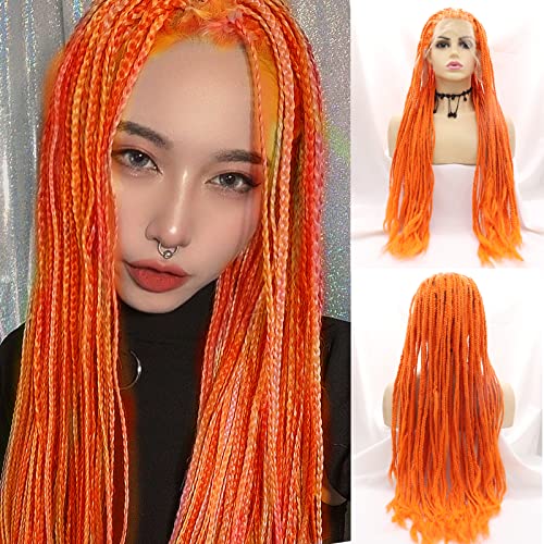 Orange Braided Lace Front Wigs