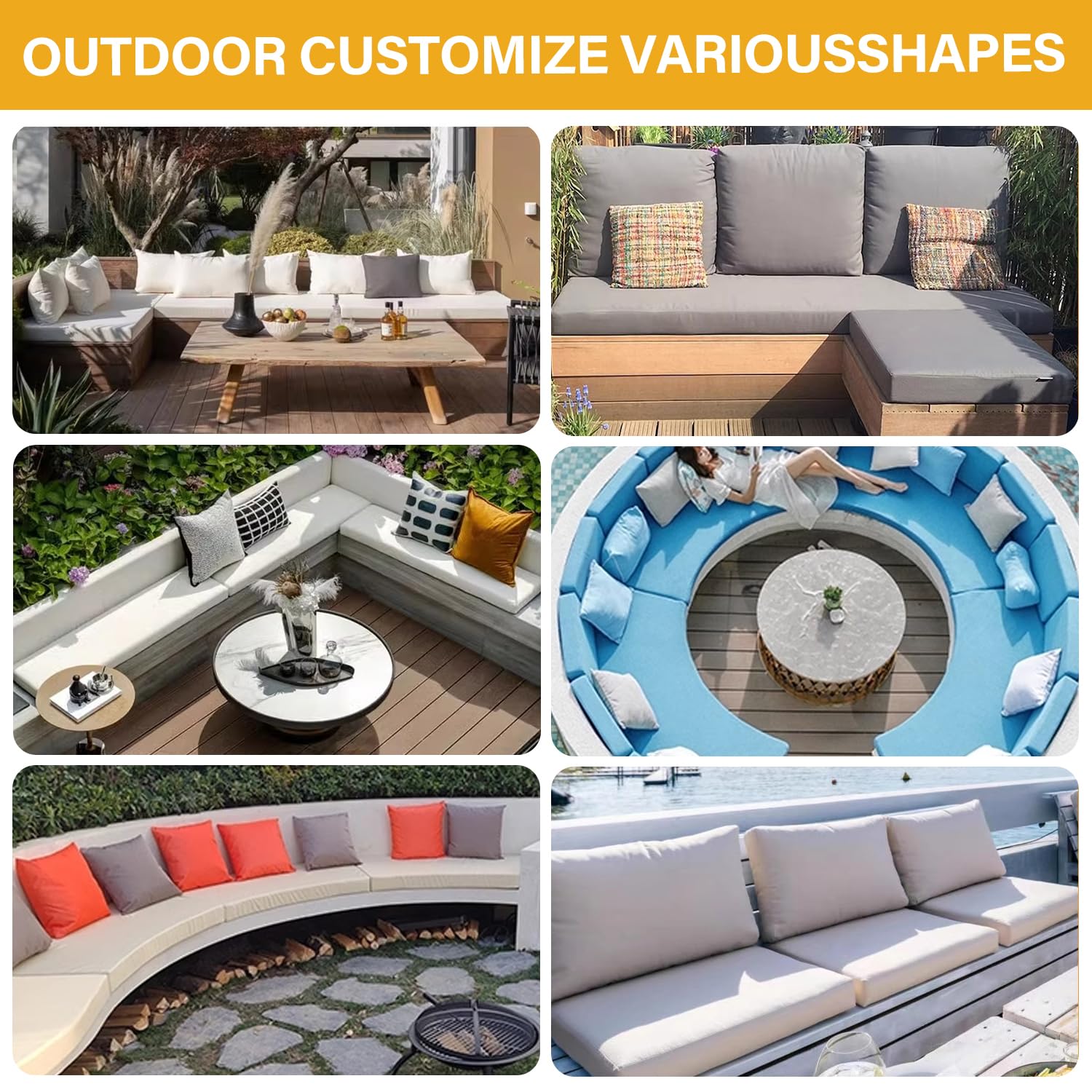 Custom Size Bench Cushion - Non-Slip Washable Patio & Bay Window Seat Cushion with Removable Cover - Indoor/Outdoor Furniture Pads for Swing, Garden Bench & Window Seat - Perfect for Relaxing in Backyard, Sunroom or Porch