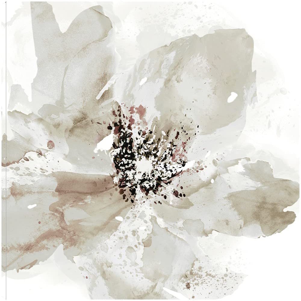 Botanical Wall Art Canvas - 22x22 Inch Neutral Plant Decor for Bathroom & Bedroom | Handmade Floral Artwork by Tania Bello | Perfect for Home, Office & Spa Decor