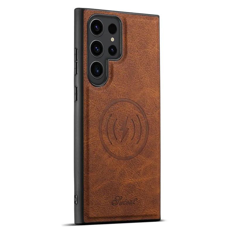 Samsung Galaxy S24 Vegan Leather Magnetic Card Holder - Slim Wallet for Credit Cards & ID - Perfect for Travel, Work, and Everyday Use