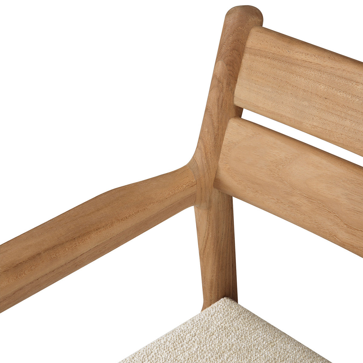 Teak Outdoor Dining Chair - Weather-Resistant Fabric Seat - Natural Wood Finish - Perfect for Patio, Garden, and Poolside Dining