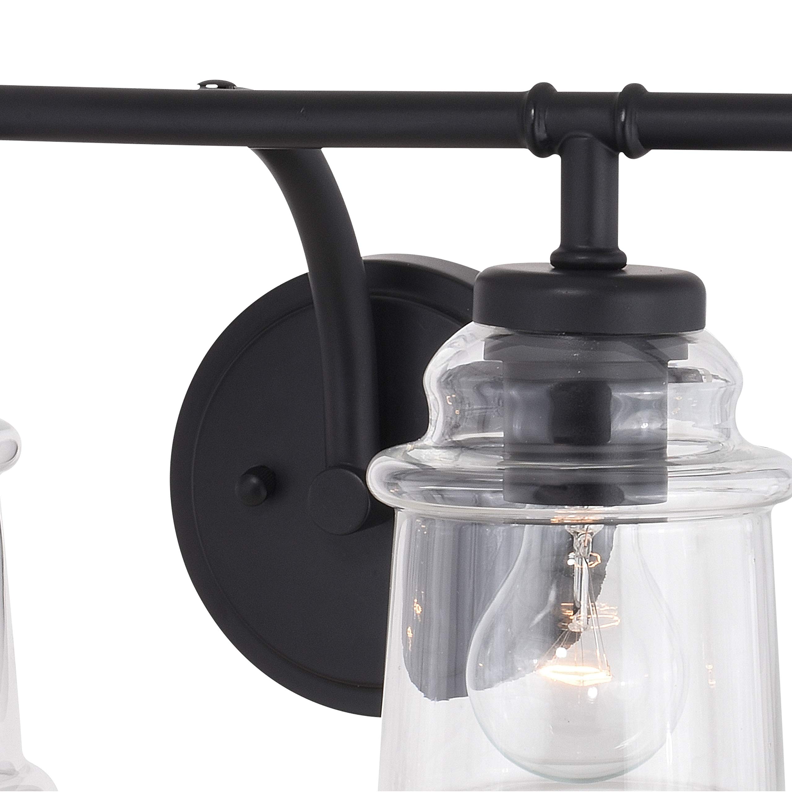 Toledo 4-Light Black Industrial Bathroom Vanity Light Fixture with Clear Glass Shades - Perfect for Modern Farmhouse, Loft, and Vintage Style Bathrooms