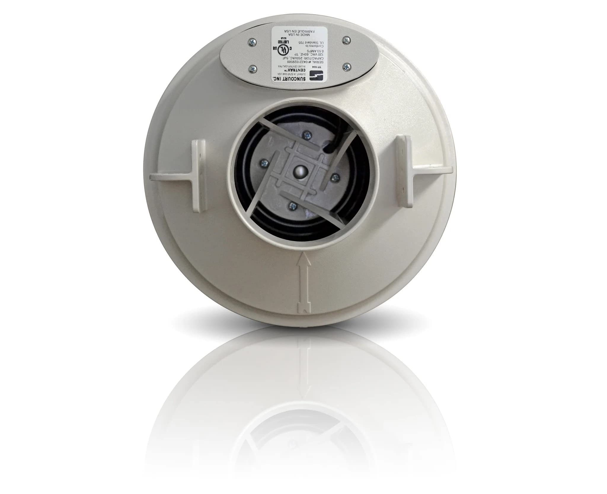 Suncourt Centrax TF104-CRD 4-Inch In-Line Centrifugal Duct Booster Fan with Button Control - Improves HVAC Airflow for Home Heating & Cooling - Perfect for Basements, Attics, and Small Rooms